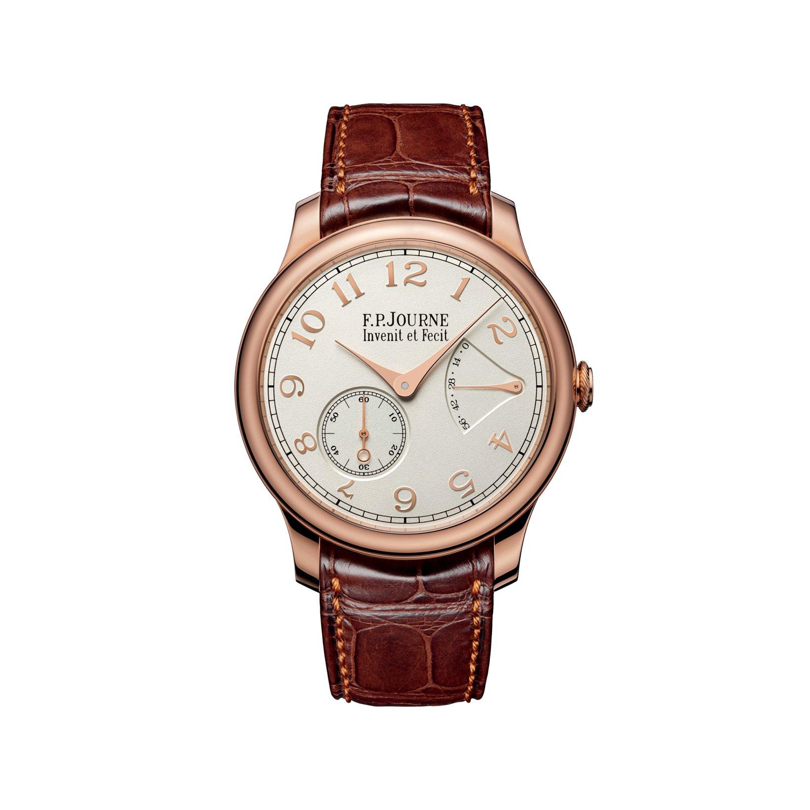 F.P.Journe Classique Chronometre Souverain Manual Winding 40 mm Rose Gold Watch  White Dial   Alligator Leather Strap