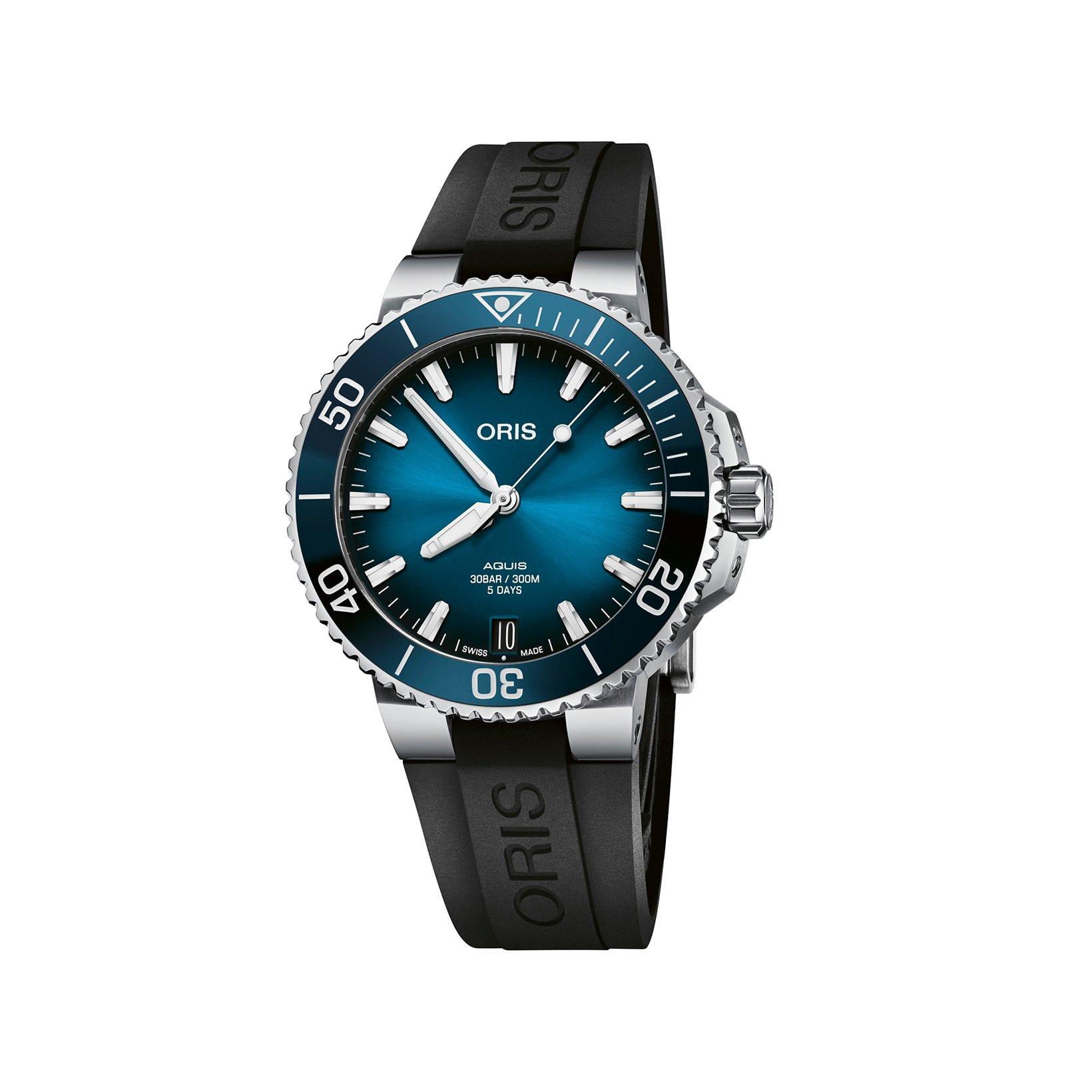 Oris Aquis Caliber 400 Automatic 41.5 mm Stainless Steel Watch  Blue Dial   Rubber Strap