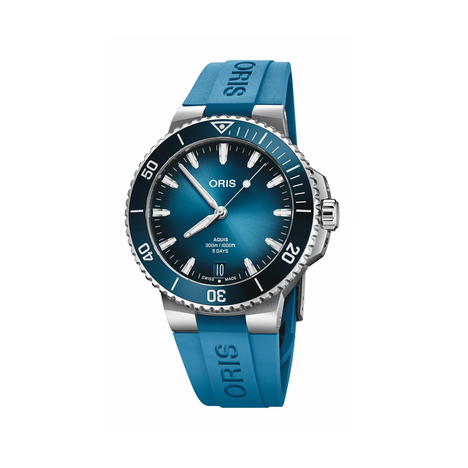 Oris Aquis Calibre 400 Automatic 43.5 mm Stainless Steel Watch  Blue Dial   Rubber Strap