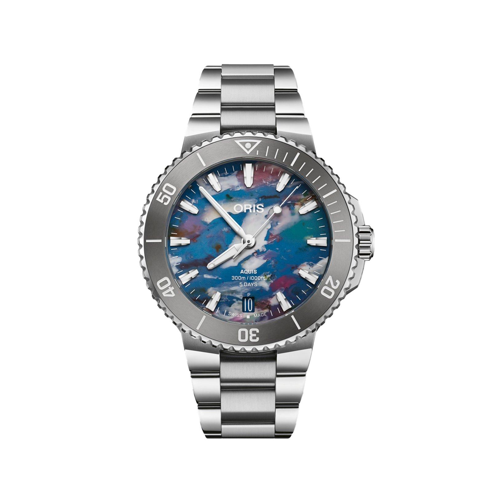 Oris Aquis Upcycle Automatic 43.5 mm Stainless Steel Watch  Multi Colour Dial  Stainless Steel Bracelet