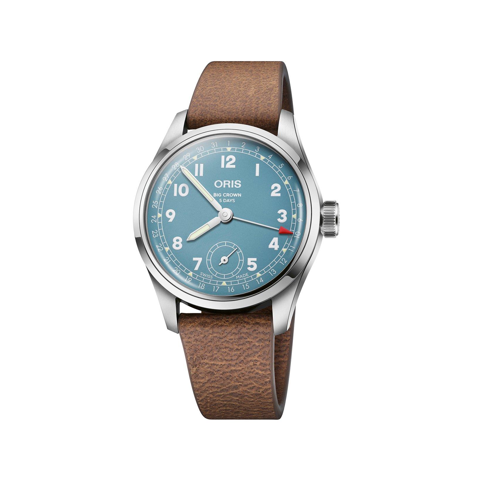 Oris Big Crown Caliber 473 Automatic 38 mm Stainless Steel Watch  Turquoise Dial   Leather Strap