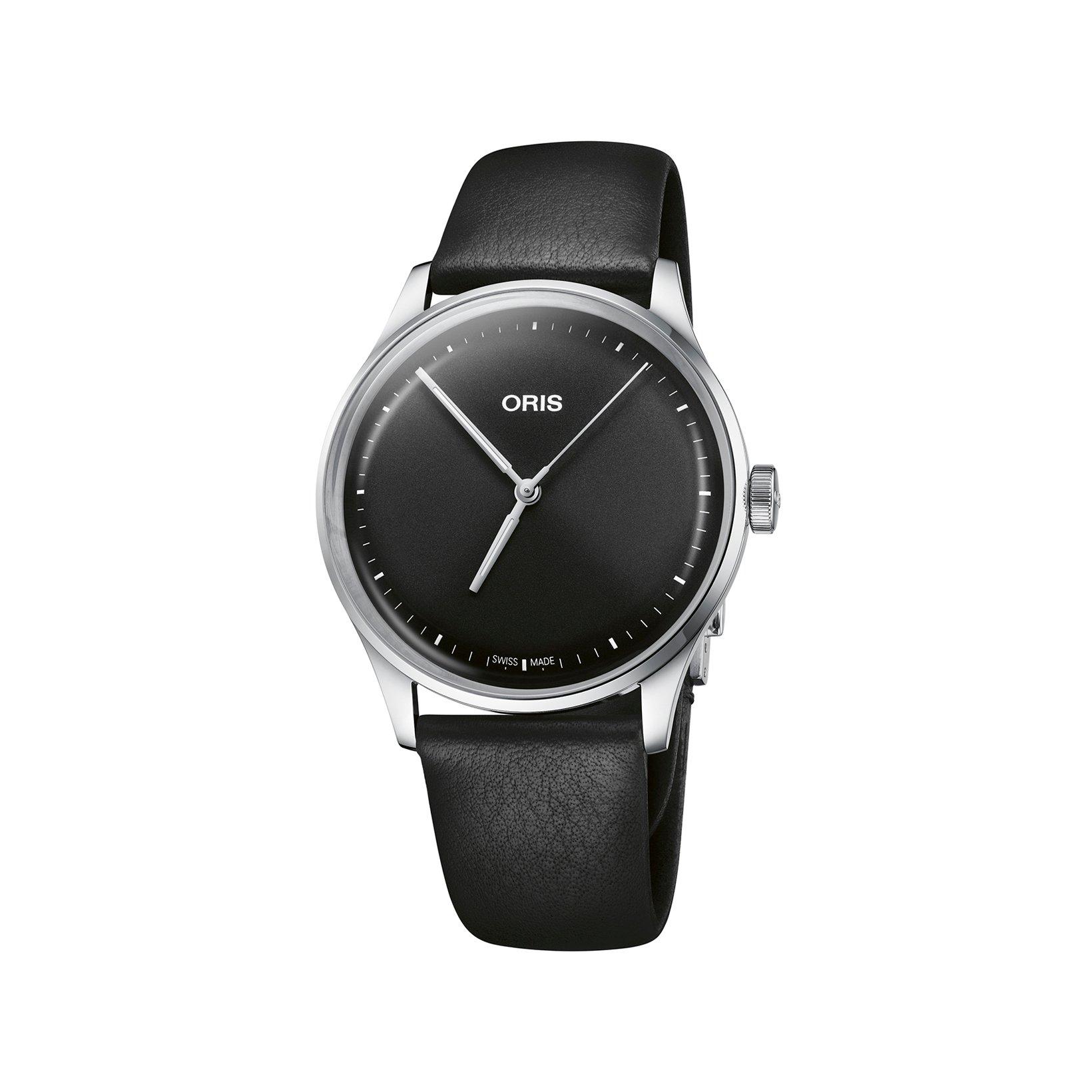 Oris Artelier S  Automatic 38 mm Stainless Steel Watch  Black Dial   Leather Strap