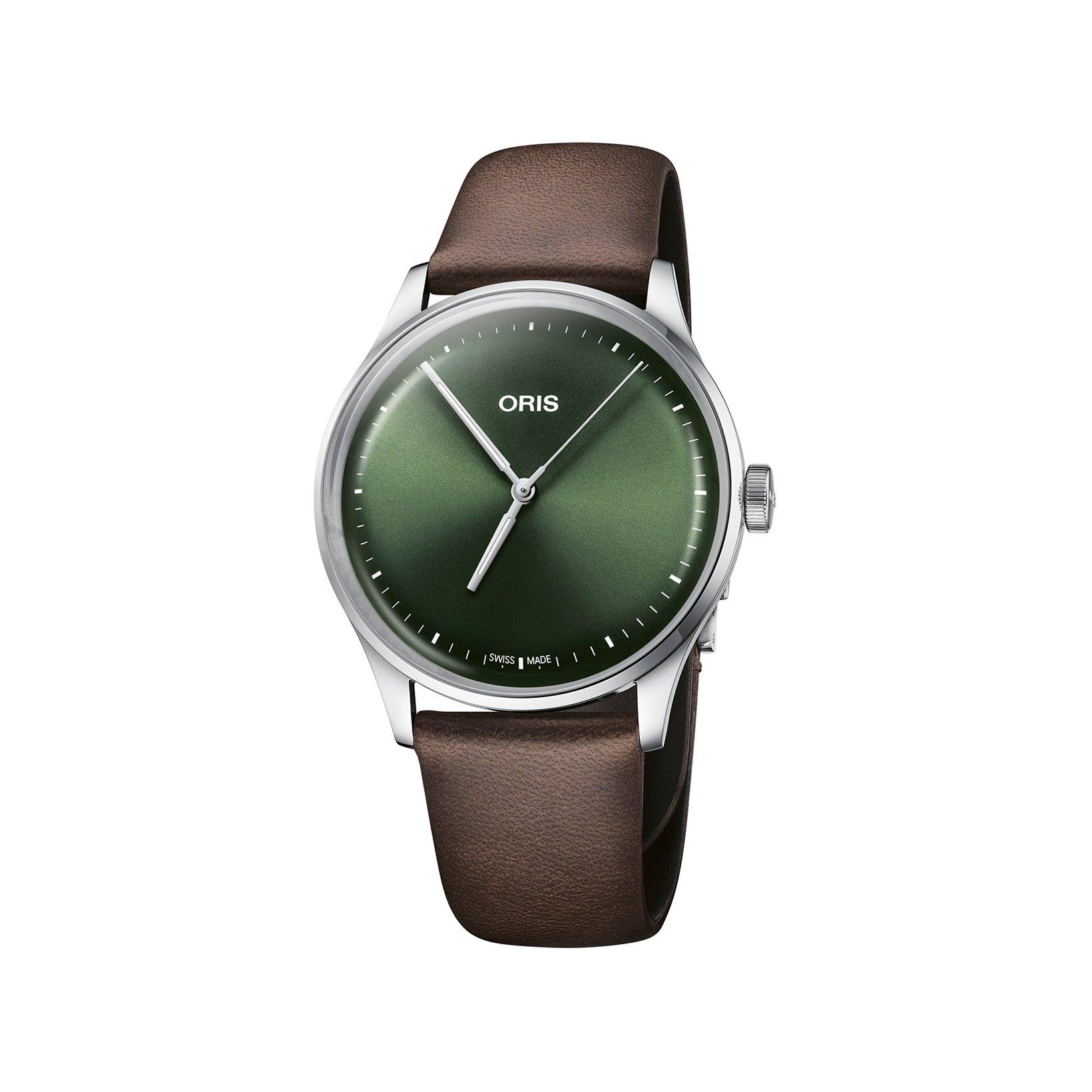 Oris Artelier S  Automatic 38 mm Stainless Steel Watch  Green Dial   Leather Strap