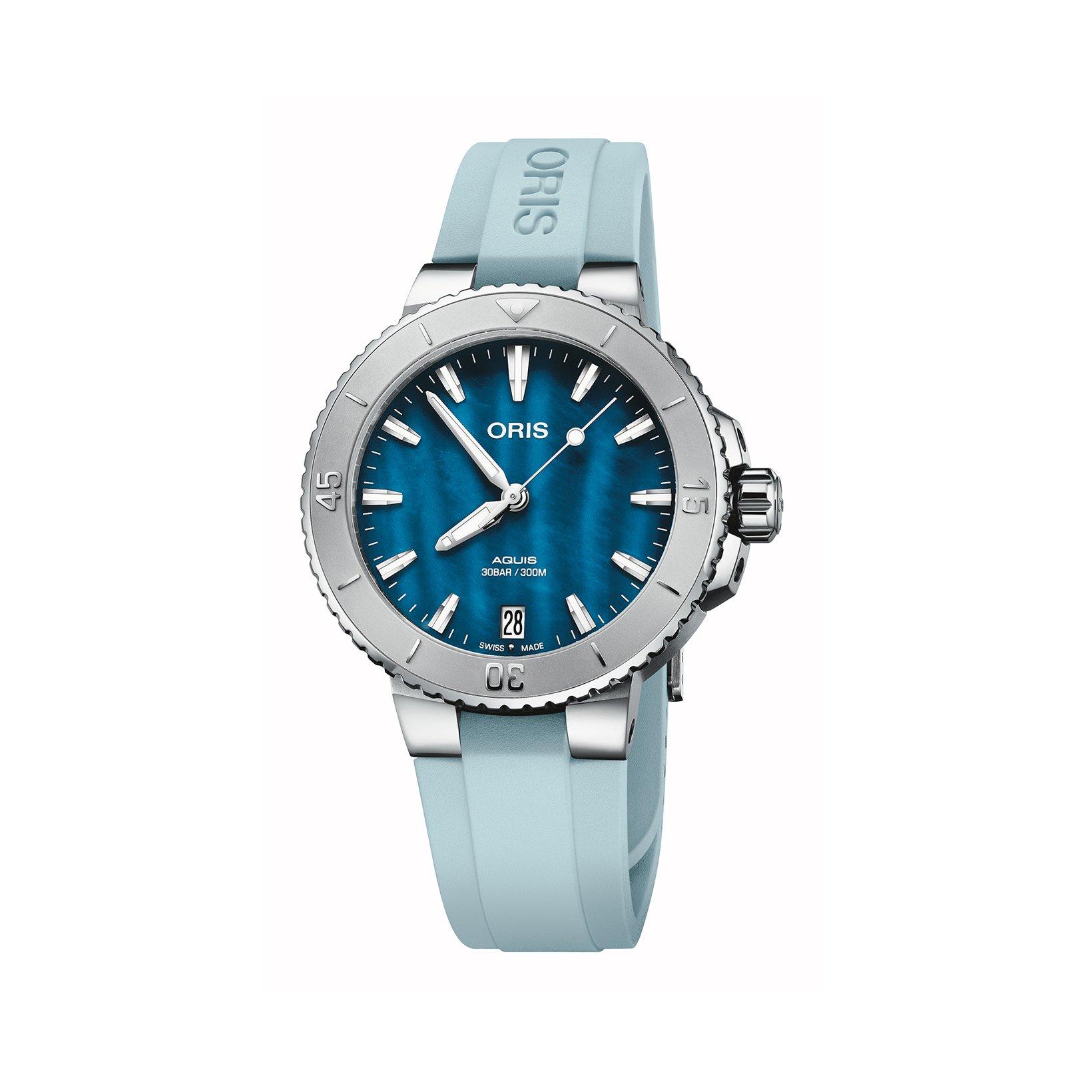 Oris Aquis  Automatic 36.5 mm Stainless Steel Watch  Blue Dial   Rubber Strap