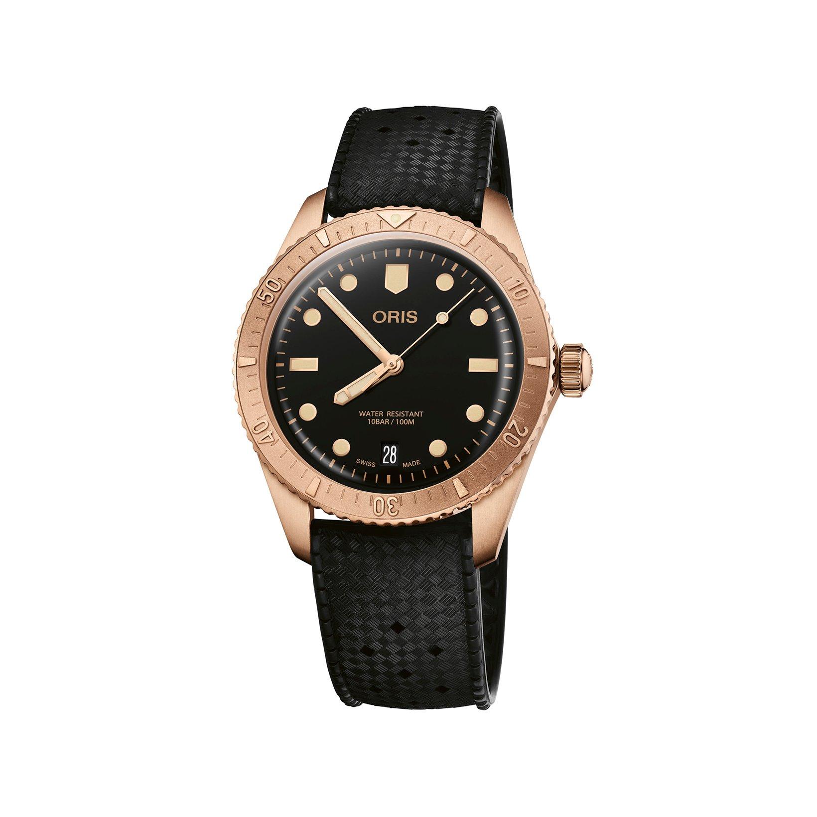 Oris Divers Sixty-Five  Automatic 38 mm Bronze Watch  Black Dial   Rubber Strap