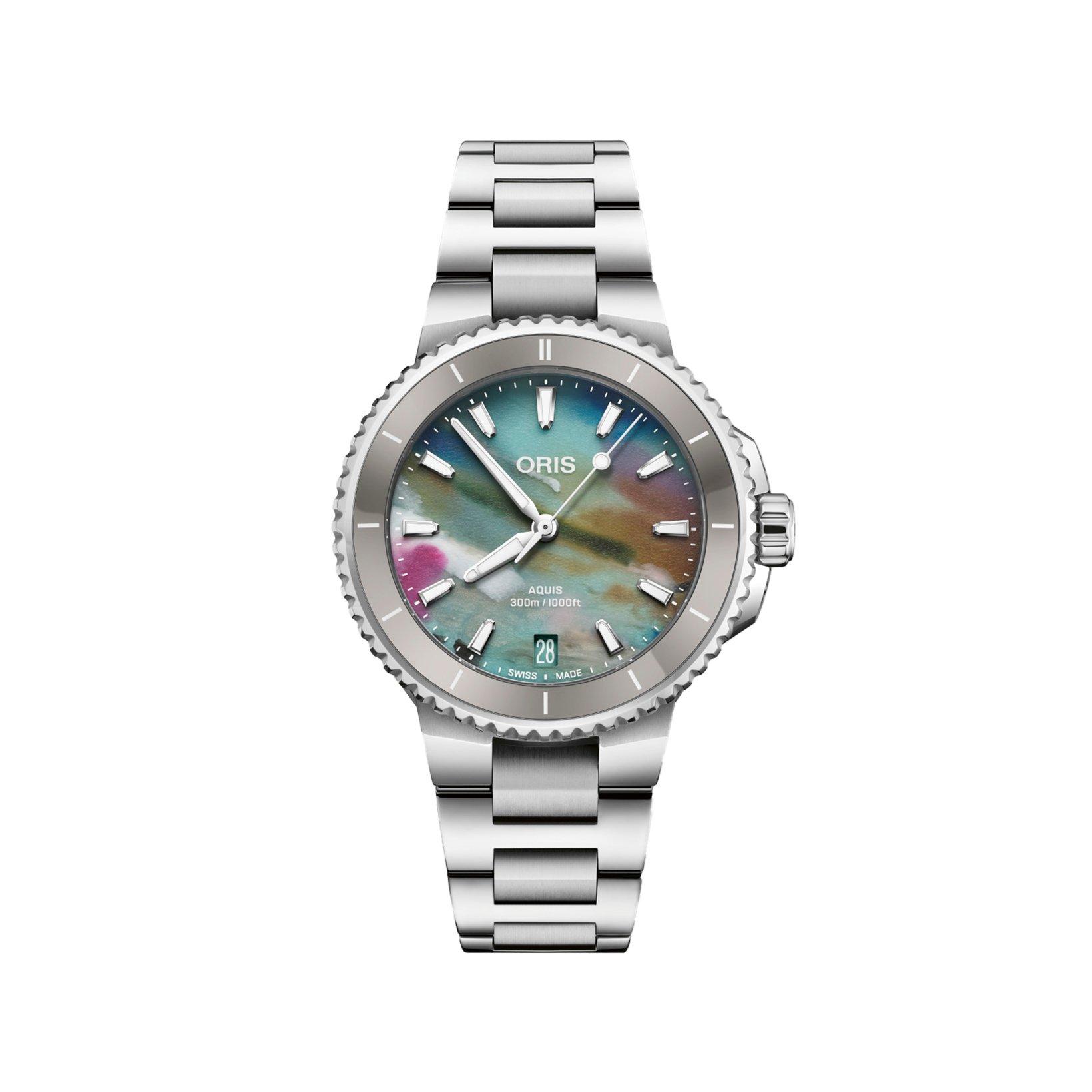 Oris Aquis Upcycle Automatic 36.5 mm Stainless Steel Watch  Multi Colour Dial  Stainless Steel Bracelet