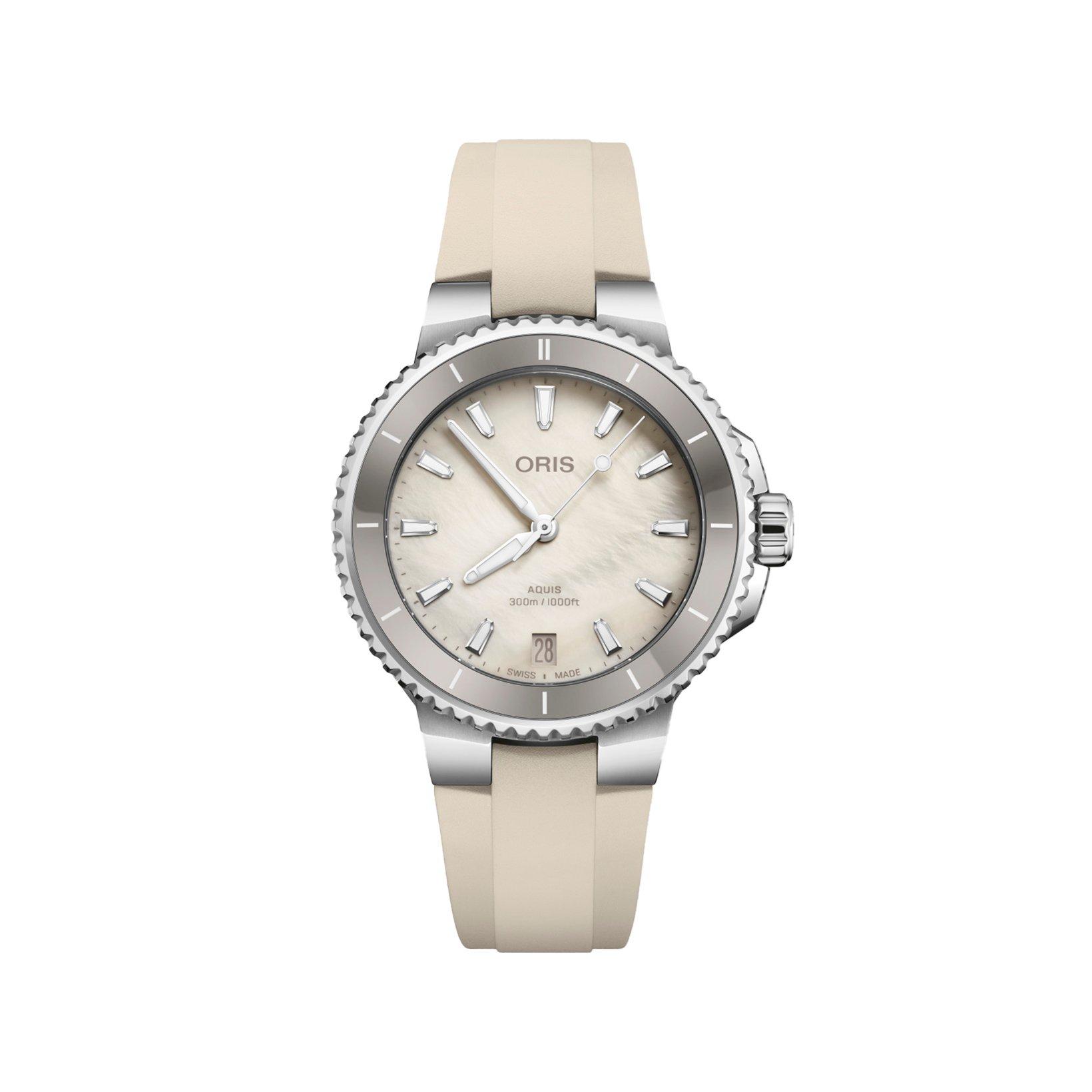 Oris Aquis  Automatic 36.5 mm Stainless Steel Watch  Cream Dial  Stainless Steel Bracelet