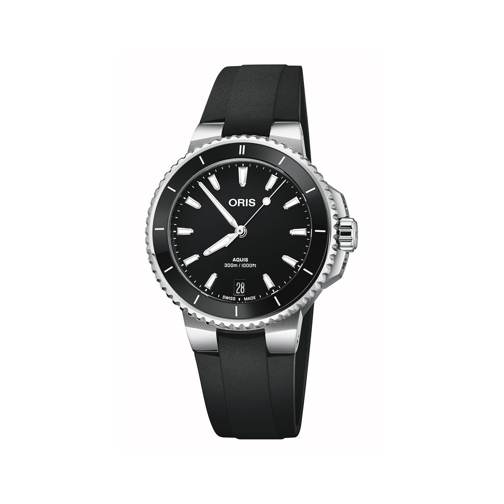 Oris Aquis  Automatic 36.5 mm Stainless Steel Watch  Black Dial   Rubber Strap