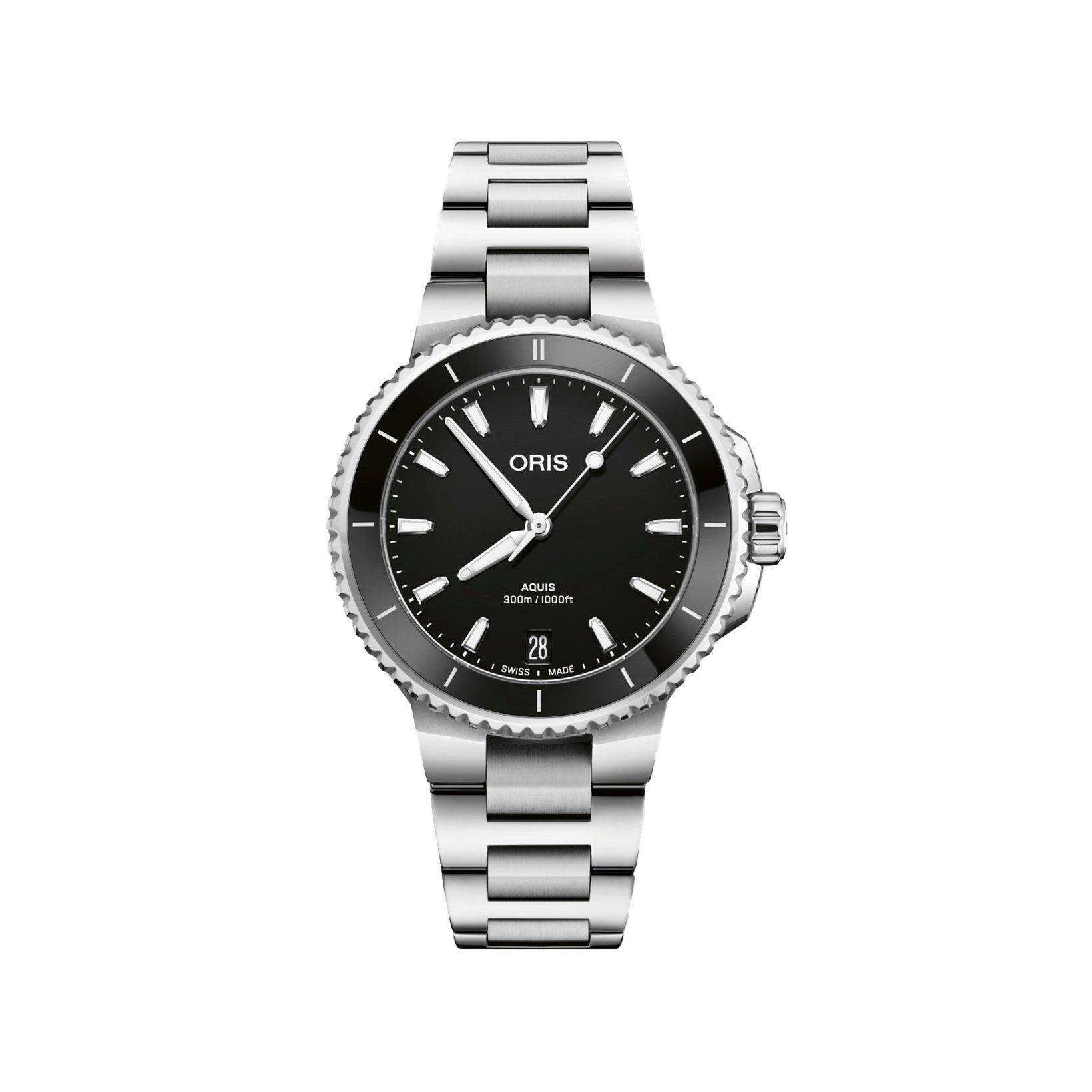 Oris Aquis  Automatic 36.5 mm Stainless Steel Watch  Black Dial  Stainless Steel Bracelet