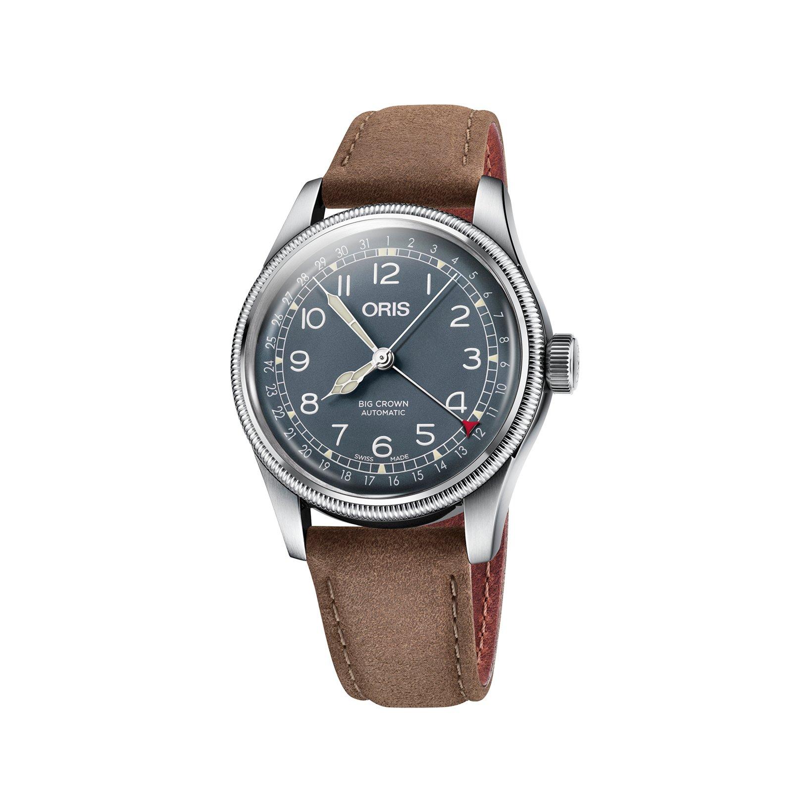 Oris Big Crown  Automatic 40 mm Stainless Steel Watch  Blue Dial   Leather Strap