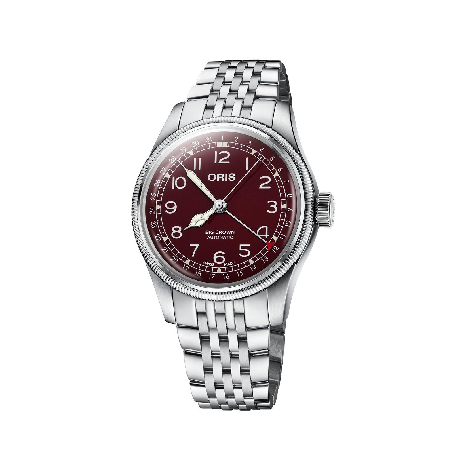 Oris Big Crown  Automatic 40 mm Stainless Steel Watch  Red Dial  Stainless Steel Bracelet