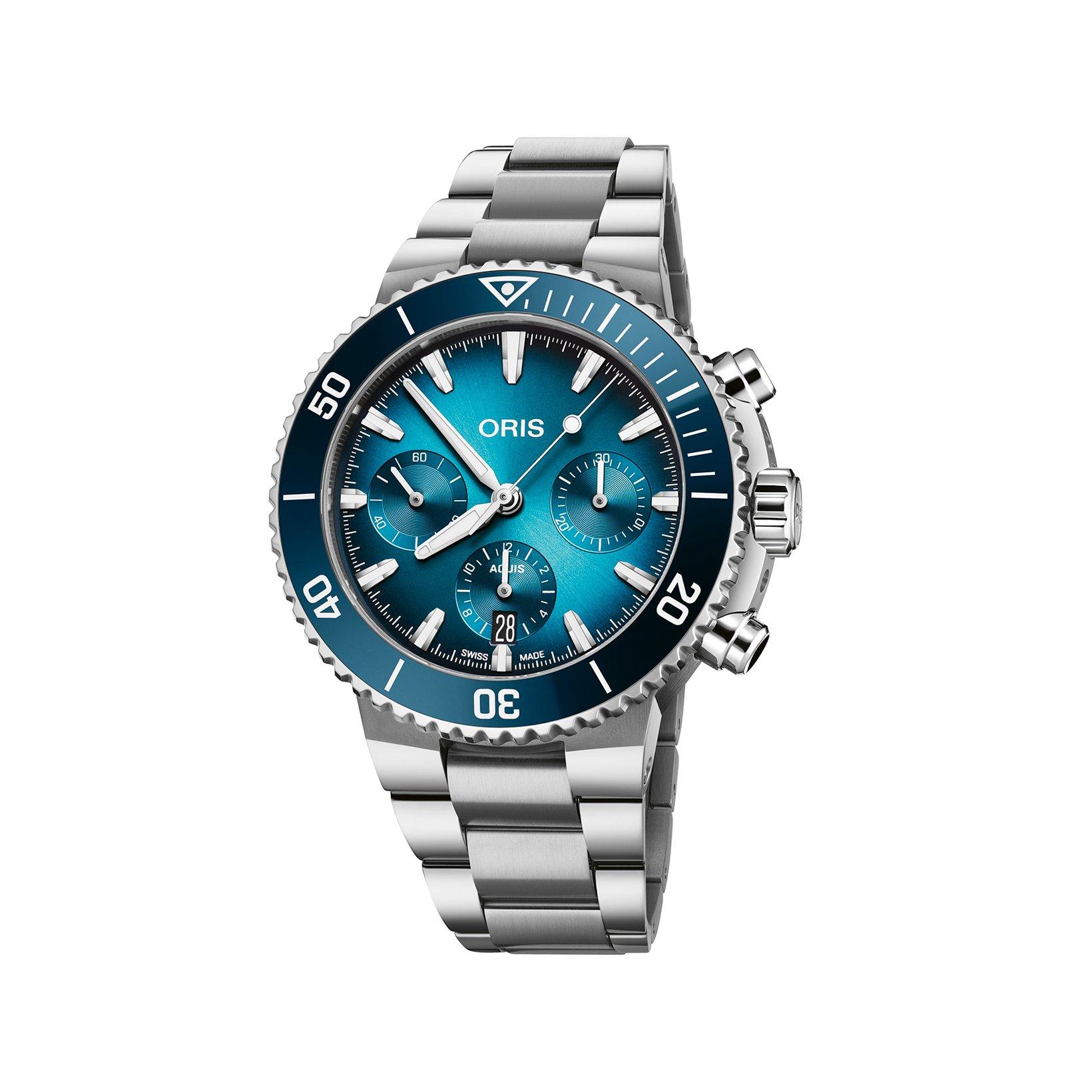 Oris Aquis Chronograph Automatic 43.5 mm Stainless Steel Watch  Blue Dial  Stainless Steel Bracelet