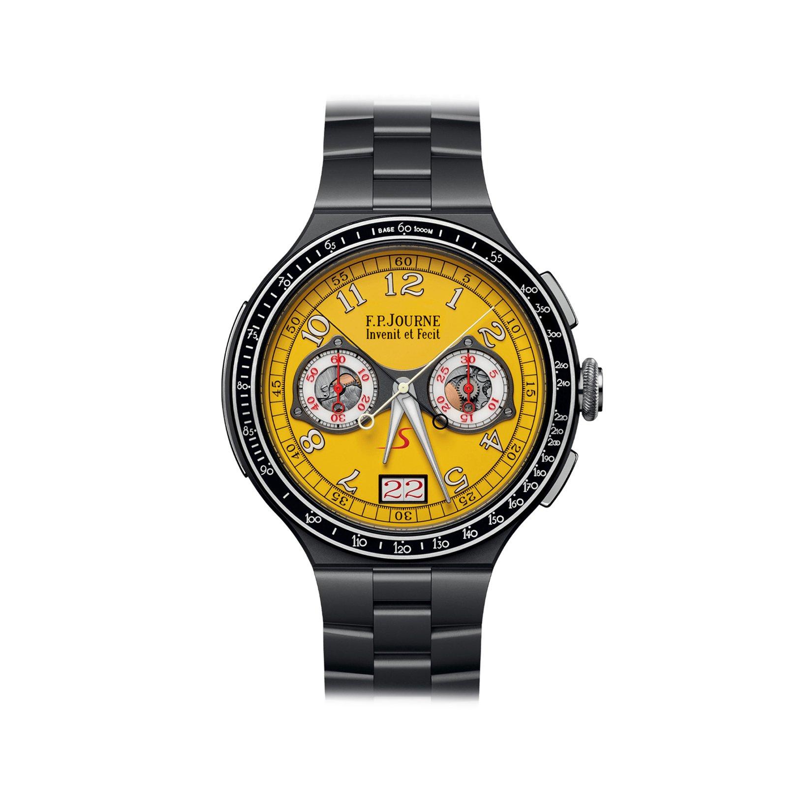 F.P.Journe Linesport Chronographe Rattrapante Manual Winding 44 mm Titanium Watch  Yellow Dial  Titanium Bracelet