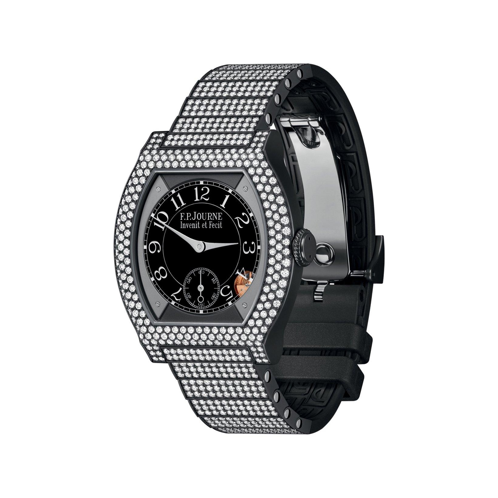 F.P.Journe Elegante Elegante 40 With 12 Rows Of Diamonds Quartz 40 mm Titalyt Watch  Sapphire Dial   Rubber Strap