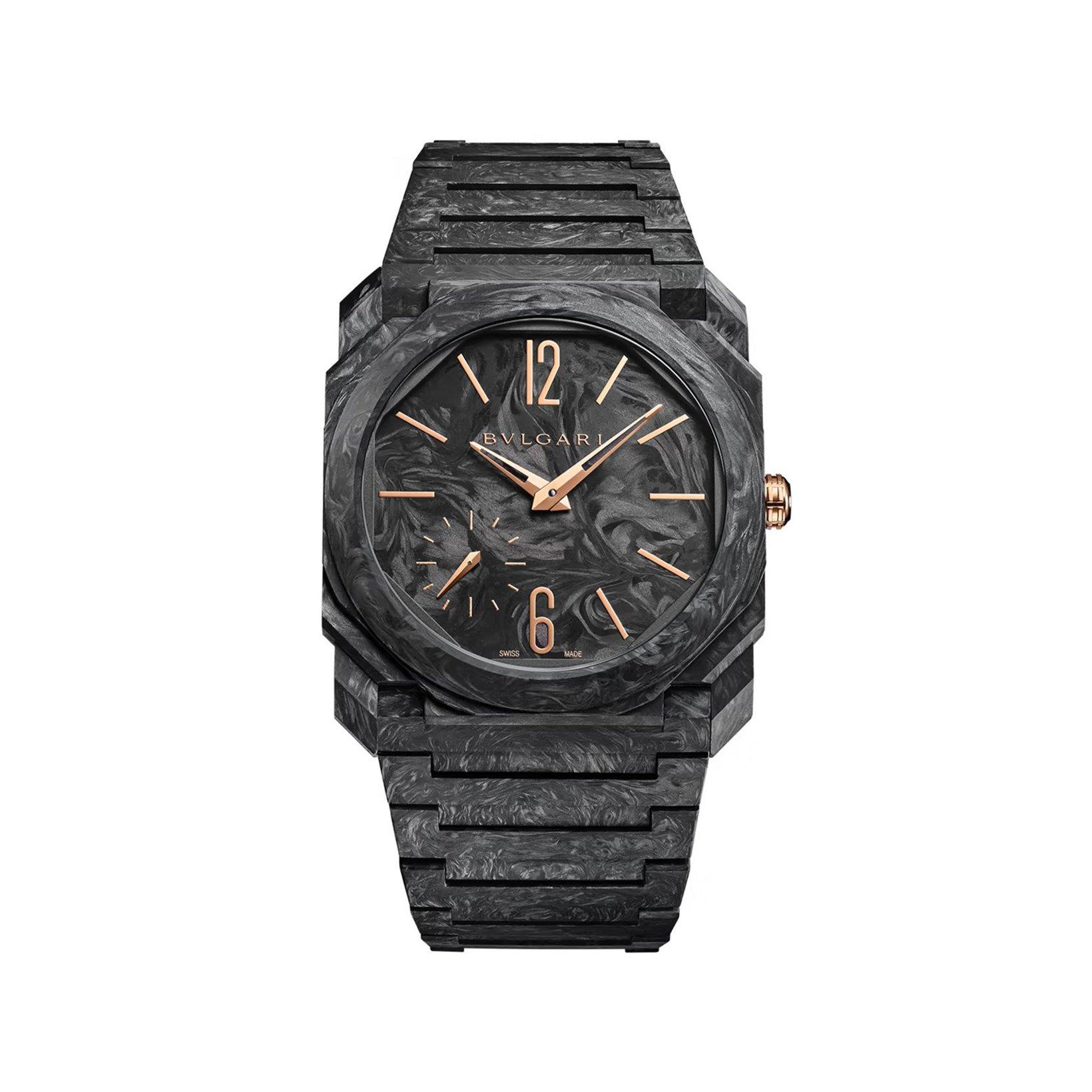 Bvlgari Octa Finissimo Automatic 41 mm Carbon Gold Tpt Watch  Black Dial  Stainless Steel Bracelet
