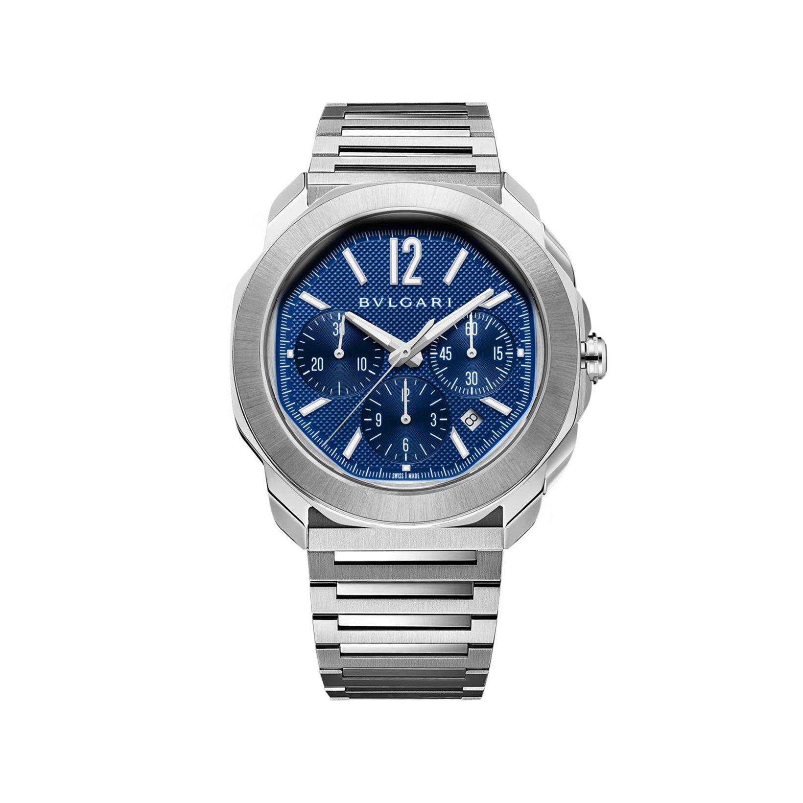 Bvlgari Octa Roma Automatic 42 mm Stainless Steel Watch  Blue Dial  Stainless Steel Bracelet