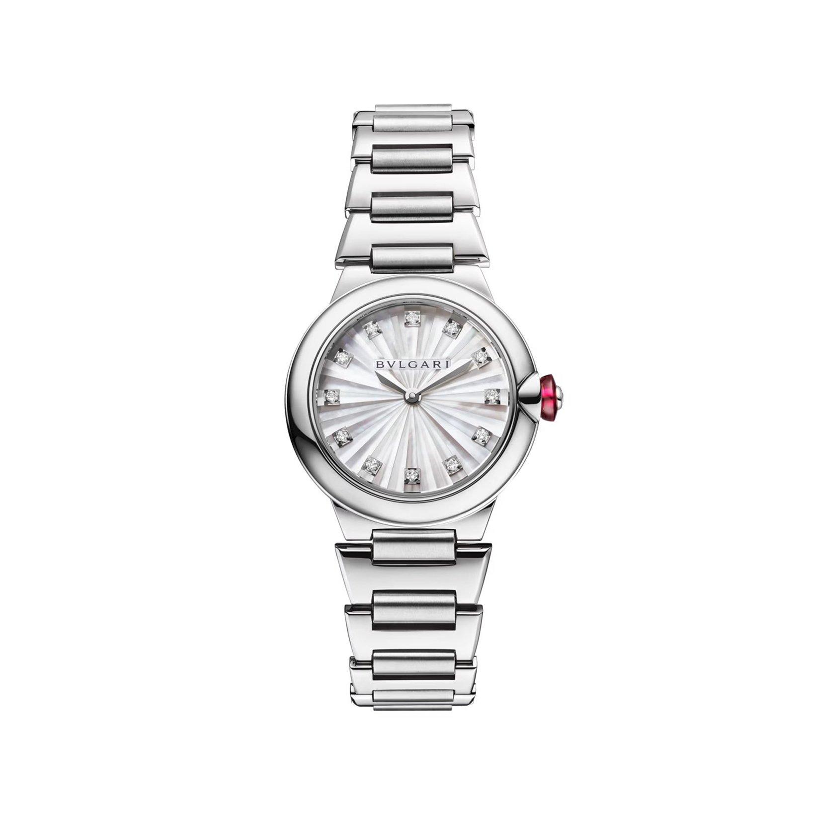 Bvlgari Lvcea Na Quartz 28 mm Stainless Steel Watch  White Dial  Stainless Steel Bracelet