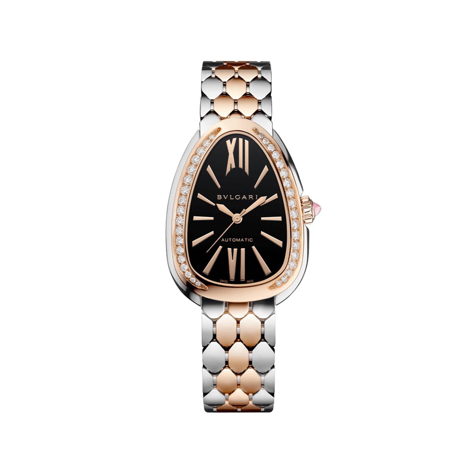Bvlgari Serpenti Seduttori Automatic 34 mm Rose Gold Watch  Black Dial  Rose Gold And Stainless Steel Bracelet