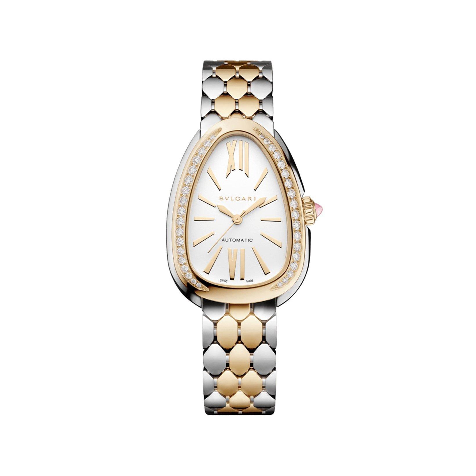 Bvlgari Serpenti Seduttori Automatic 34 mm Stainless Steel And Yellow Gold Watch  White Dial  Yellow Gold And Stainless Steel Bracelet