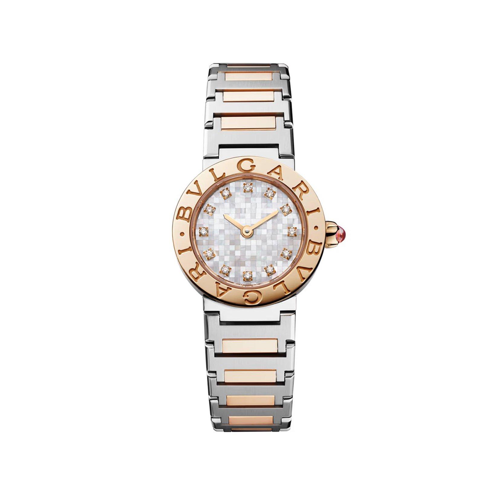 Bvlgari Bvlgari Bvlgari Bb Lady Quartz 23 mm Stainless Steel And Gold Watch  Black Dial  Stainless Steel And Gold Bracelet