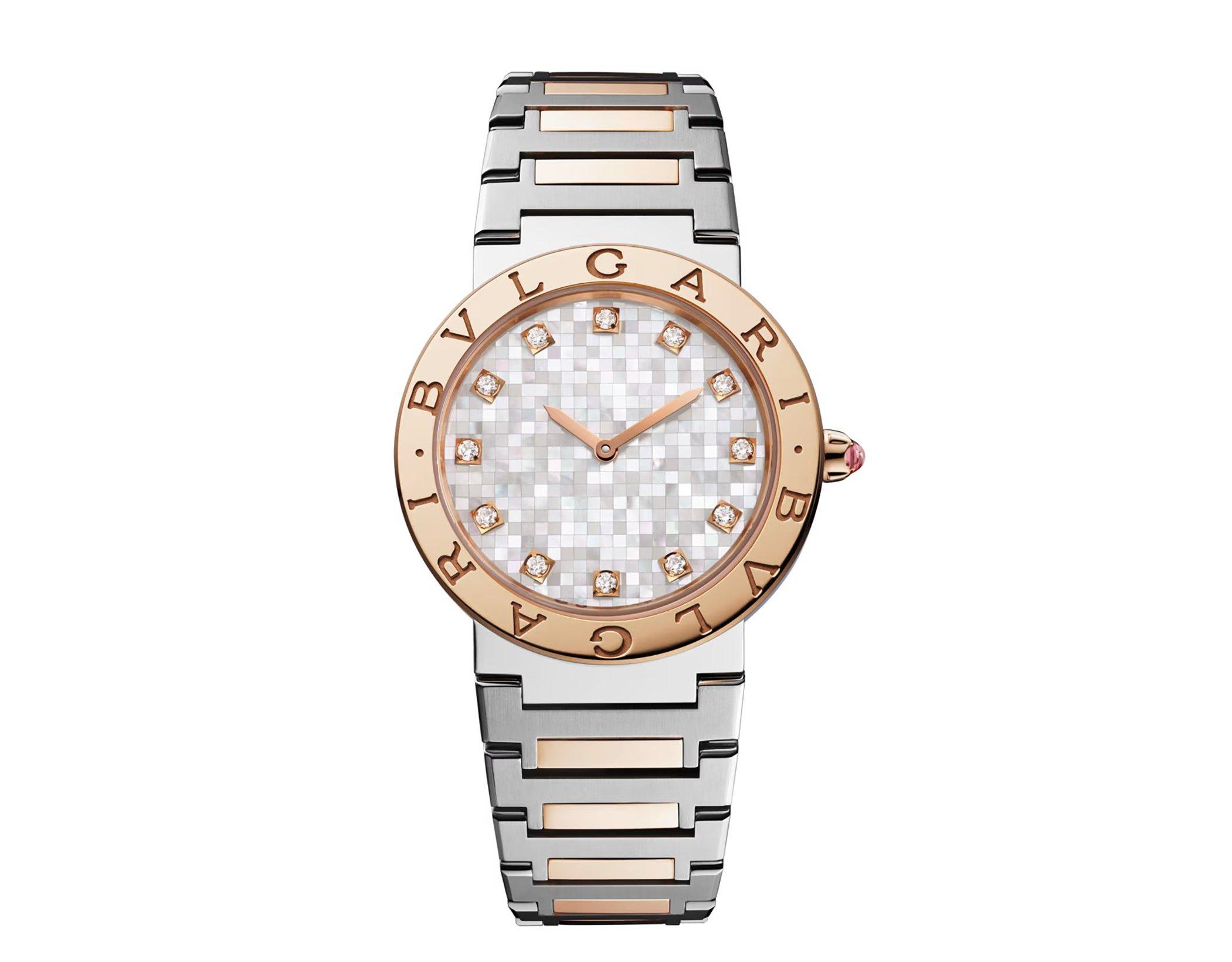 Bvlgari Bvlgari Bvlgari Bb Lady Quartz 33 mm Stainless Steel And Gold Watch  White Dial  Stainless Steel And Gold Bracelet