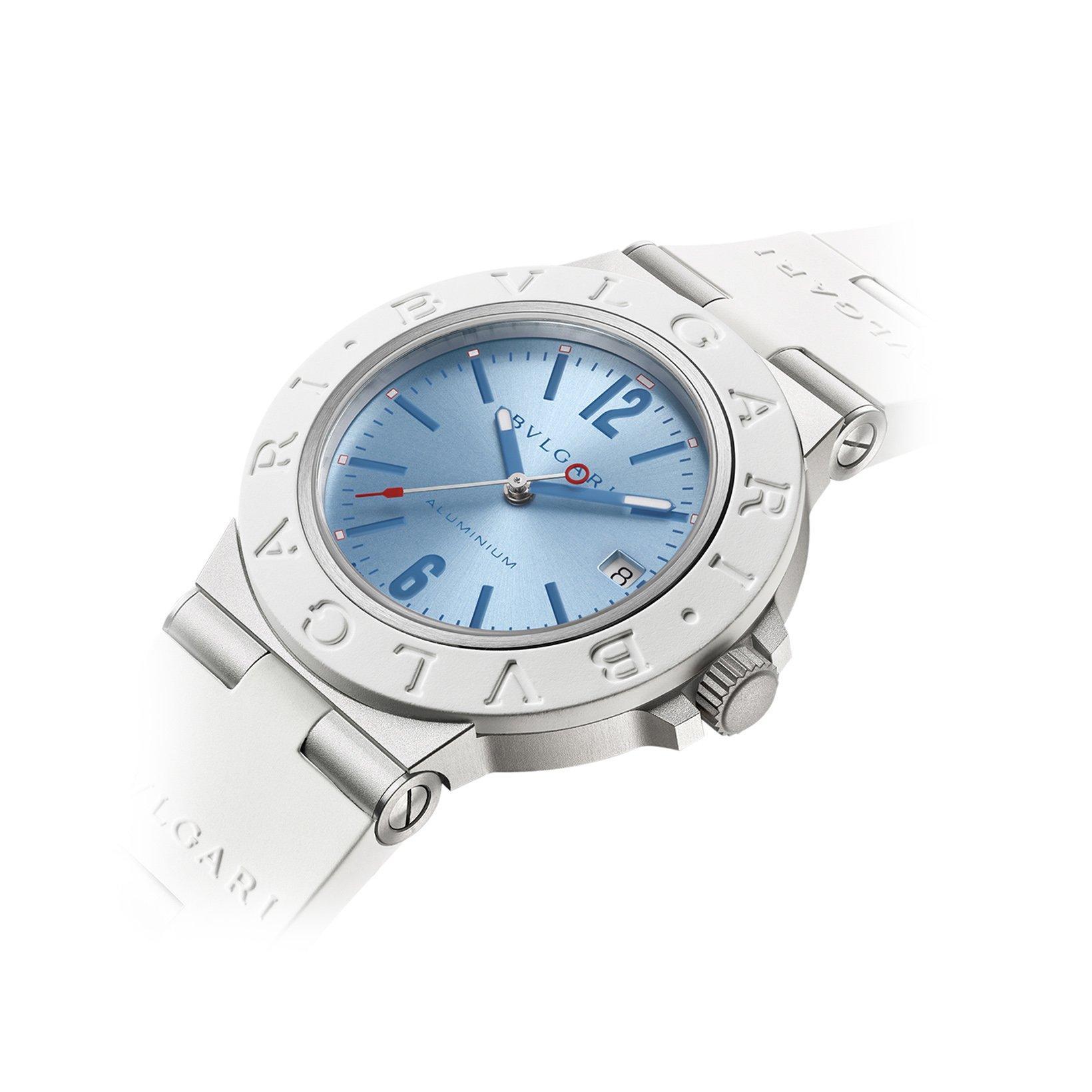 Bvlgari Bvlgari Bvlgari Aluminum Automatic 40 mm Aluminium Watch  Blue Dial   Rubber Strap