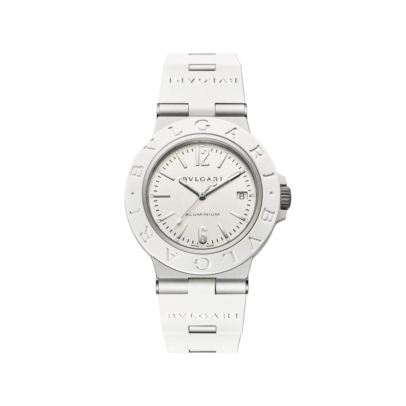 Bvlgari Bvlgari Bvlgari Aluminum Automatic 40 mm Aluminium Watch  White Dial   Rubber Strap