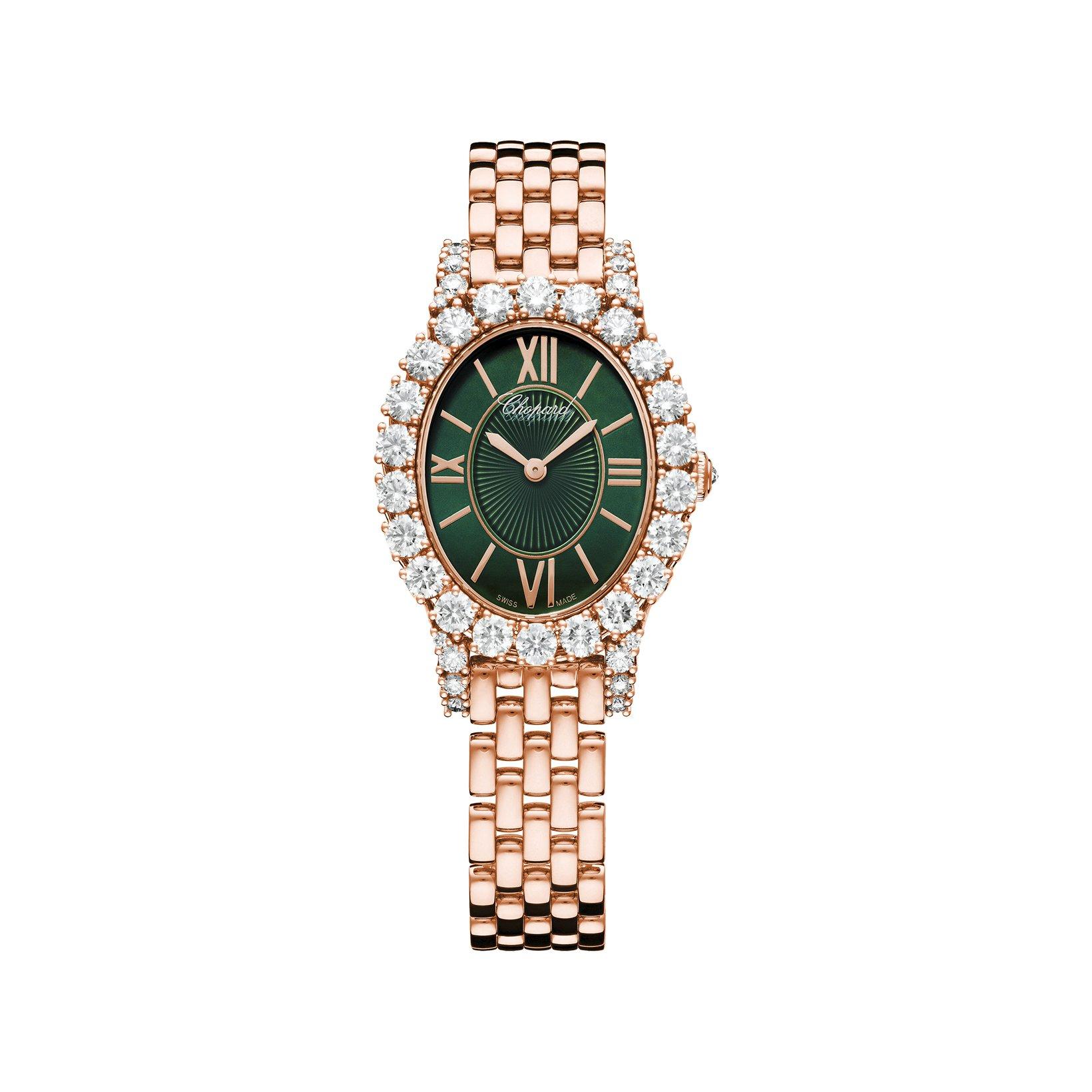 Chopard L'Heure Du Diamant Automatic 34.2 mm Rose Gold Watch  Green Dial  Rose Gold Bracelet