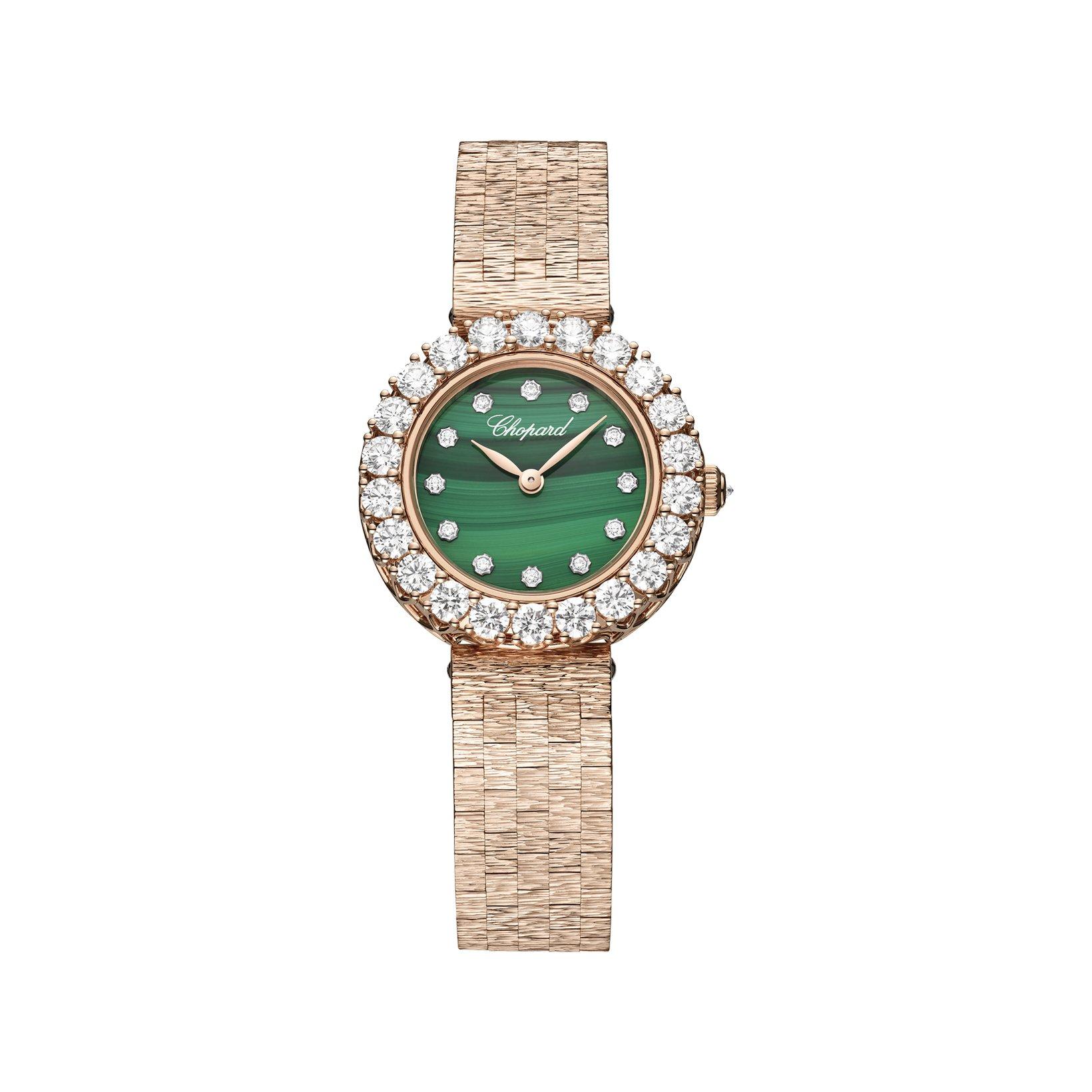Chopard Lآ´Heure Du Diamant Automatic 26 mm Rose Gold Watch  Green Dial  Rose Gold Bracelet
