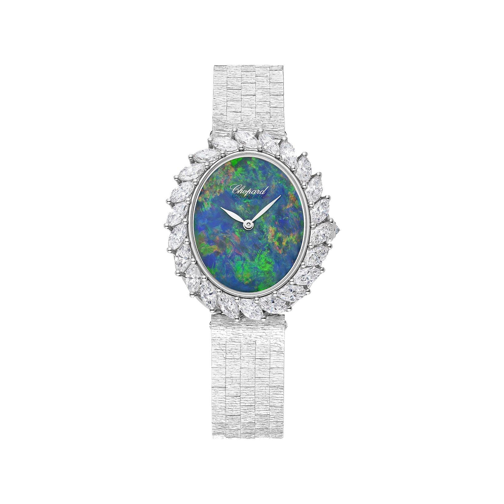 Chopard L´Heure Du Diamant Automatic 30 mm White Gold Watch  Blue And Green Dial  White Gold Bracelet