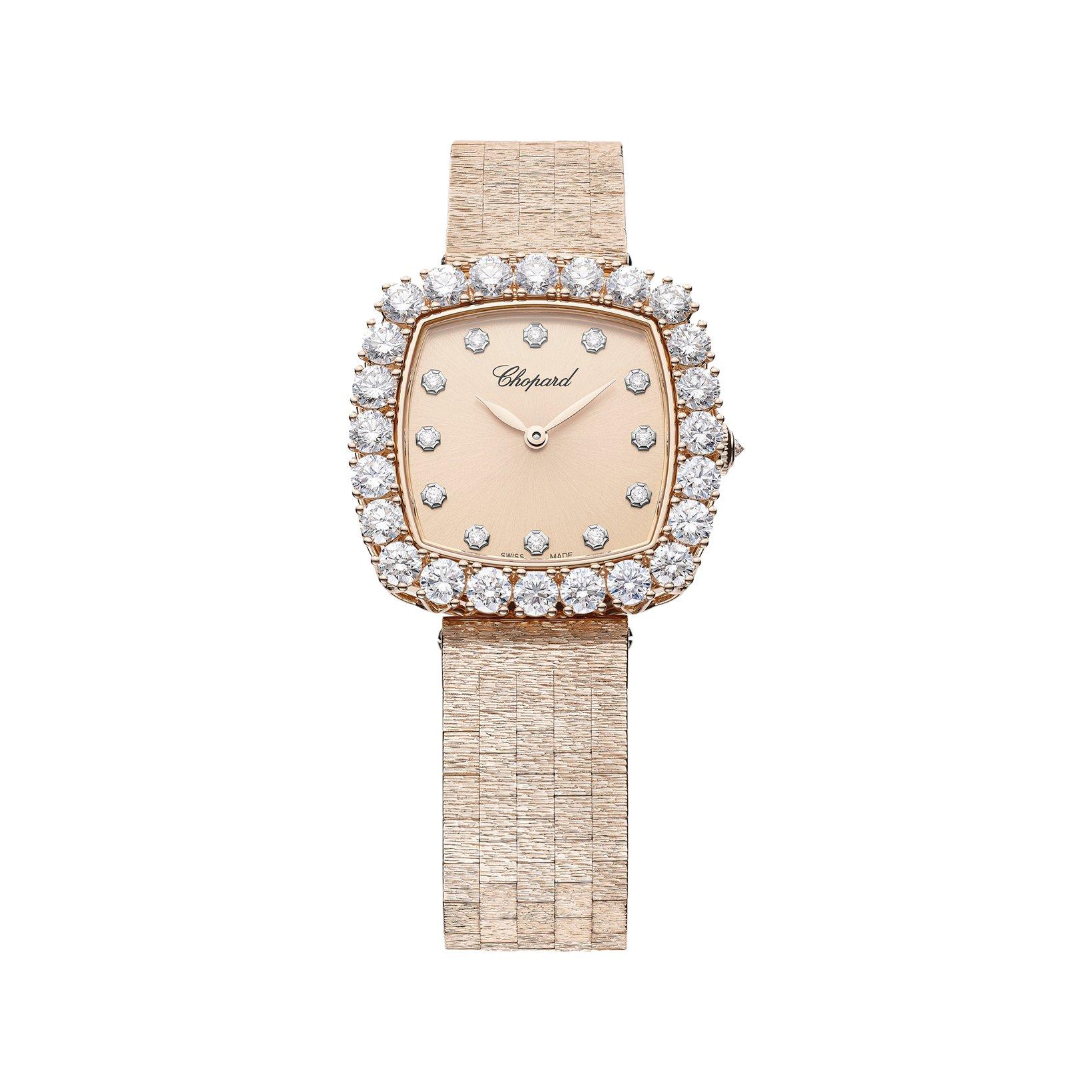 Chopard Lآ´Heure Du Diamant Automatic 30.5 mm Rose Gold Watch  Golden Dial  Rose Gold Bracelet