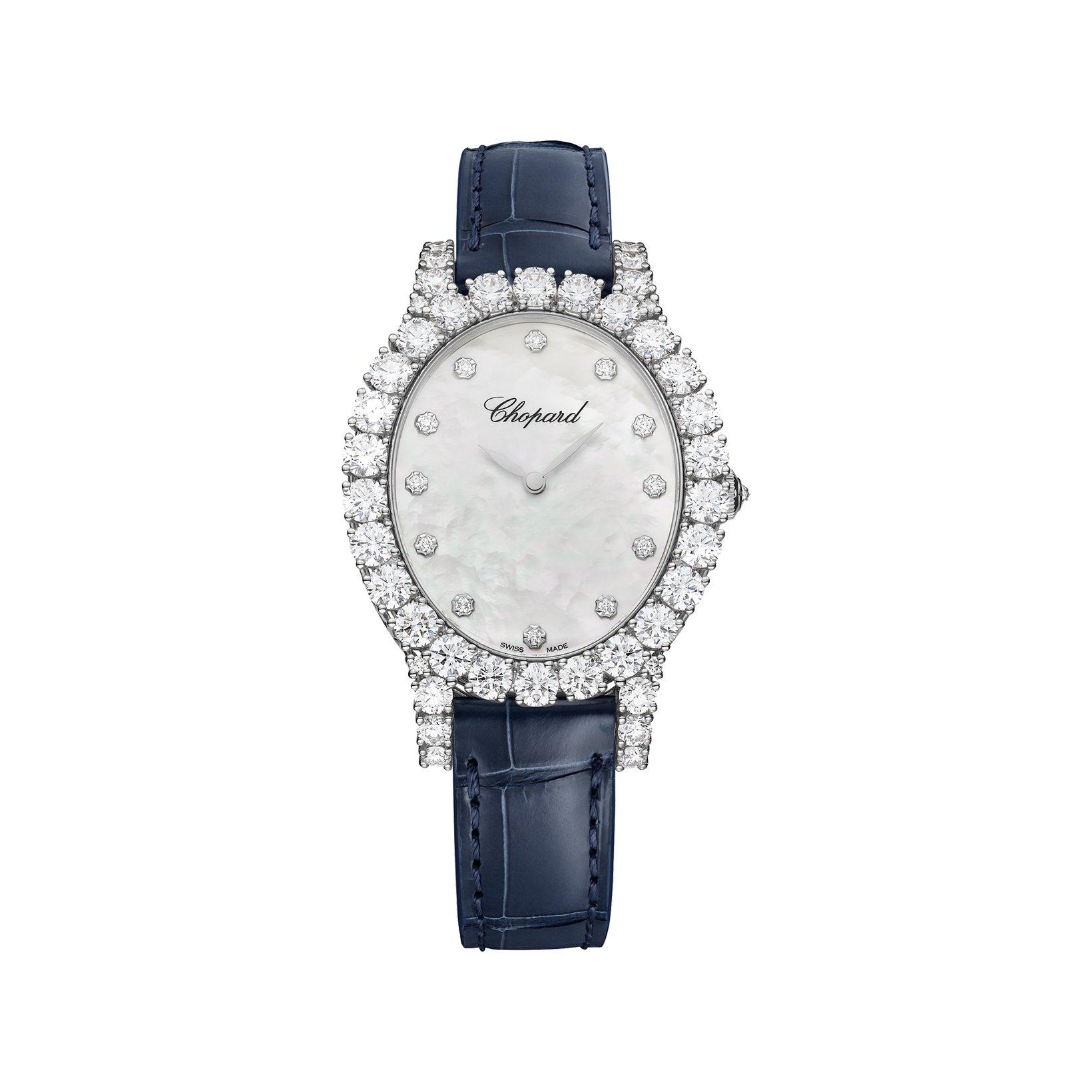 Chopard L´Heure Du Diamant Automatic 40 mm White Gold Watch  White Dial   Alligator Leather Strap