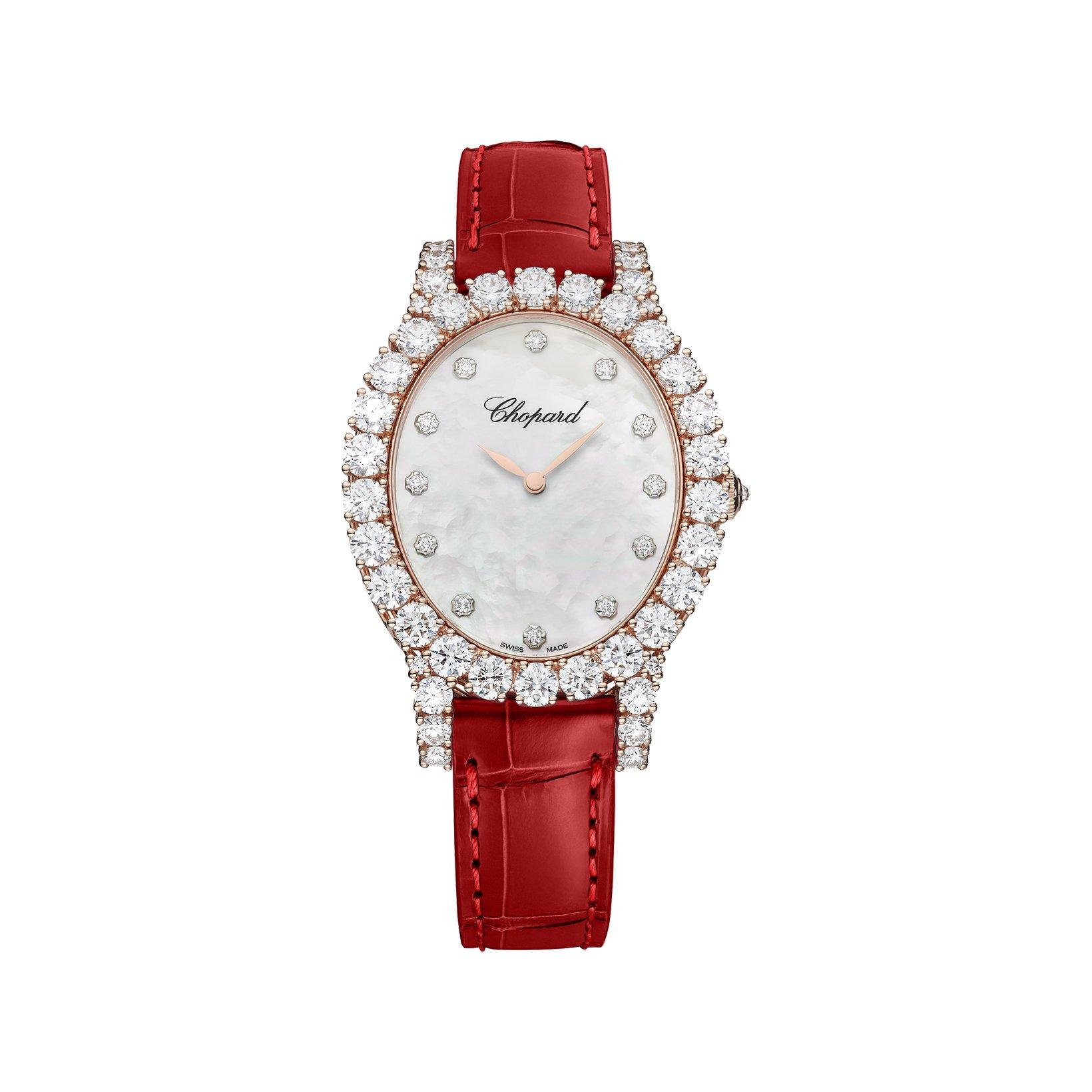 Chopard Lآ´Heure Du Diamant Manual Winding 40 mm Rose Gold Watch  White Dial   Alligator Leather Strap