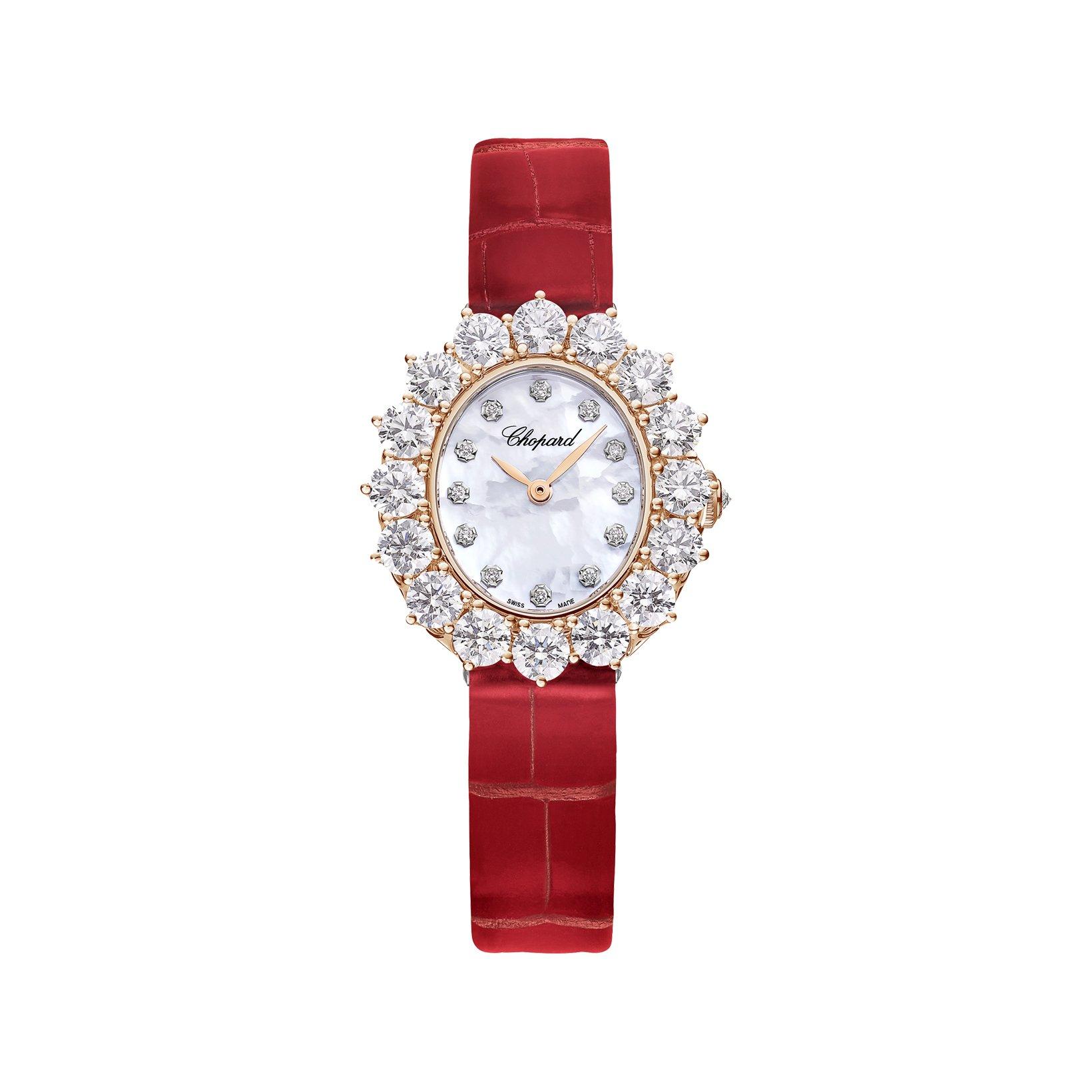 Chopard L´Heure Du Diamant Automatic 30 mm Rose Gold Watch  White Dial   Alligator Leather Strap
