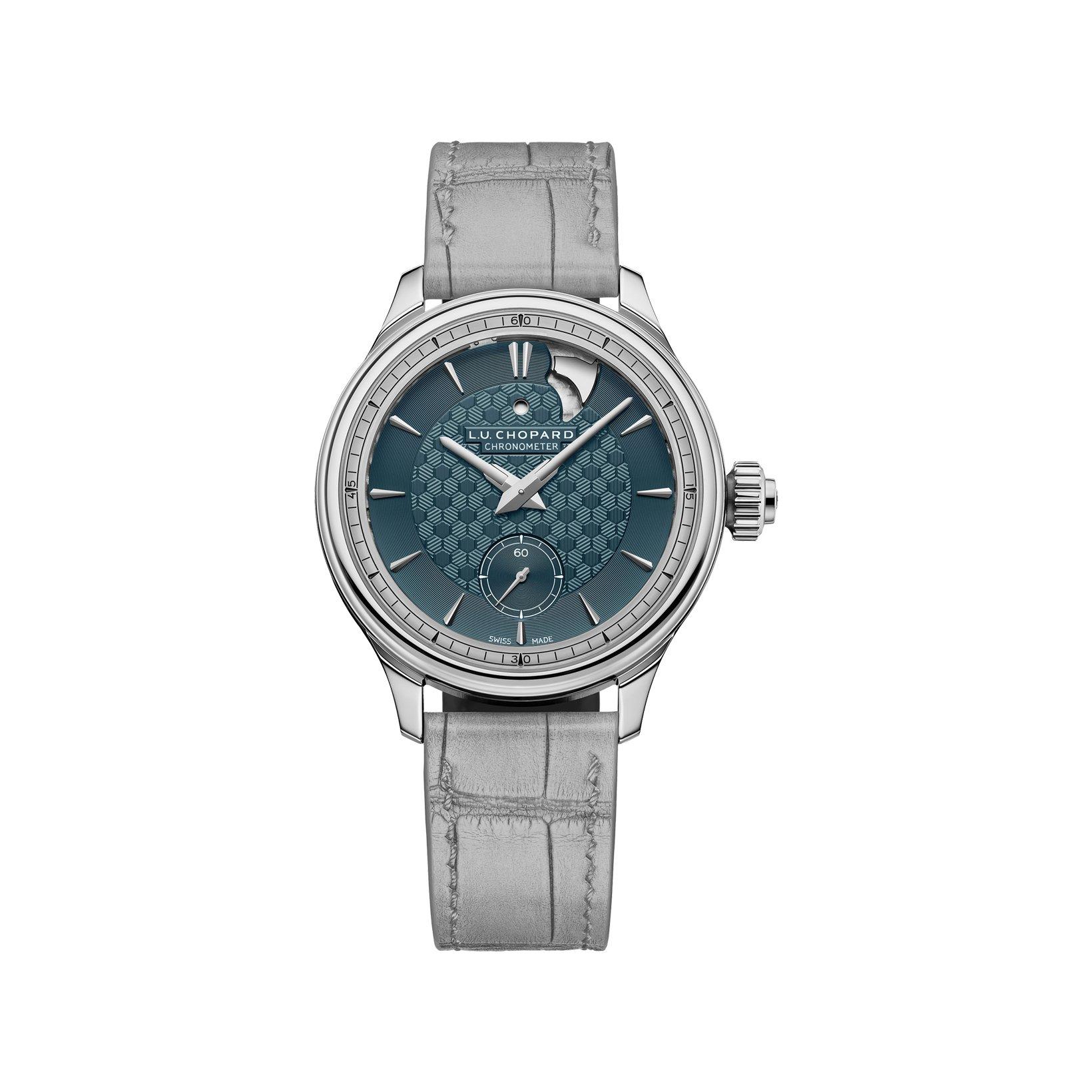 Chopard L.U.C Automatic 40 mm White Gold Watch  Grey And Green Dial   Alligator Leather Strap