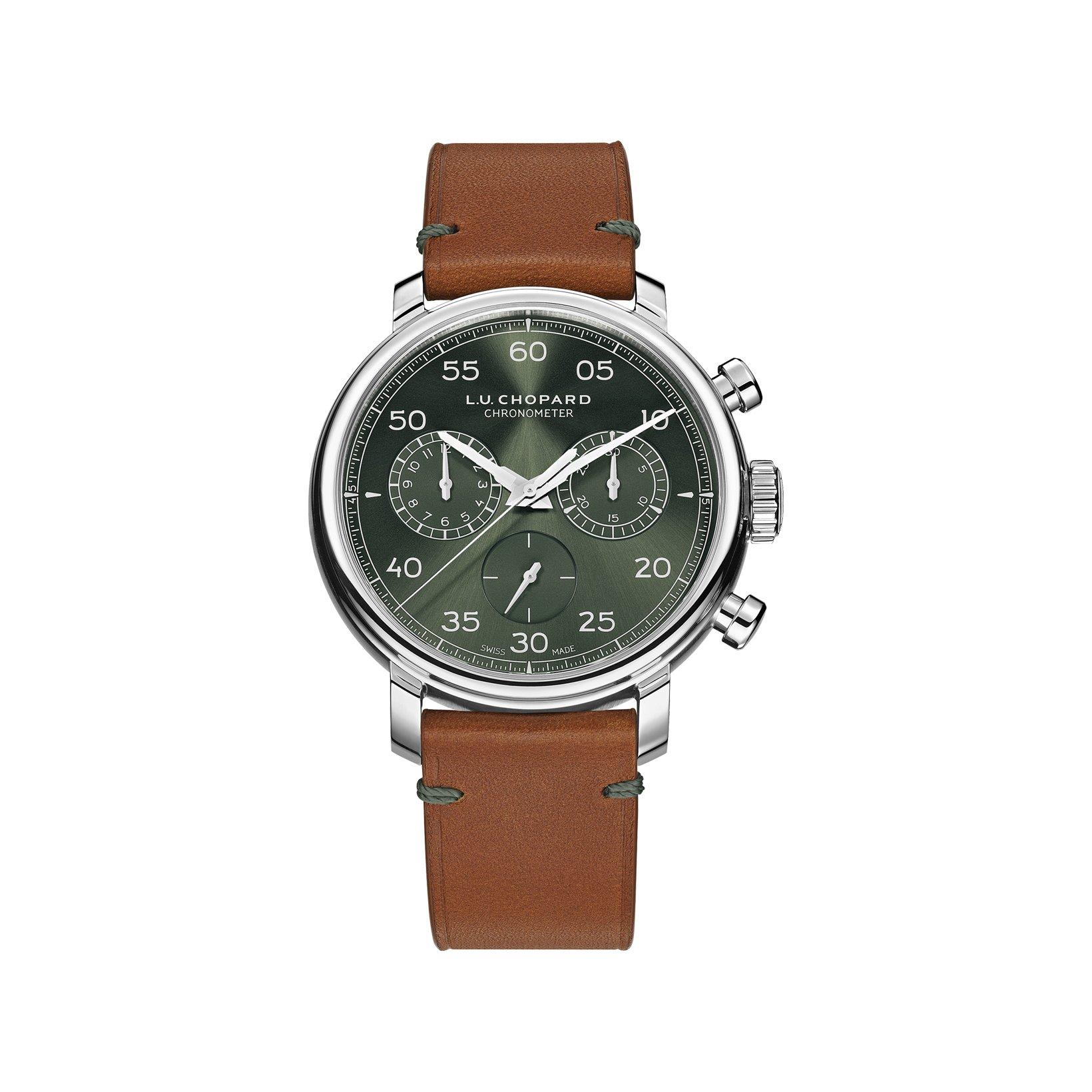 Chopard L.U.C Automatic 42 mm Stainless Steel Watch  Green Dial   Calf Skin Leather Strap