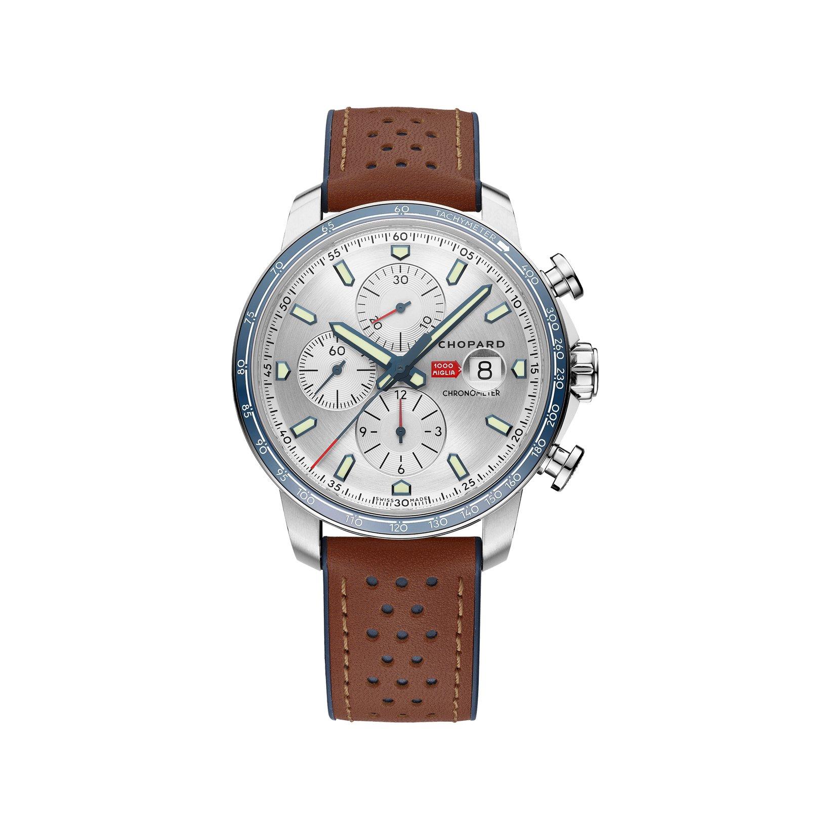 Chopard Mille Miglia Classic Racing Automatic 33 mm Stainless Steel Watch  Silver Dial   Calf Skin Leather Strap