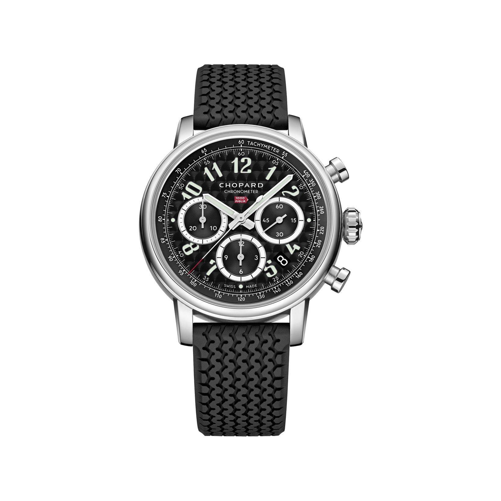 Chopard Mille Miglia Classic Racing Automatic 40.5 mm Stainless Steel Watch  Black Dial   Rubber Strap