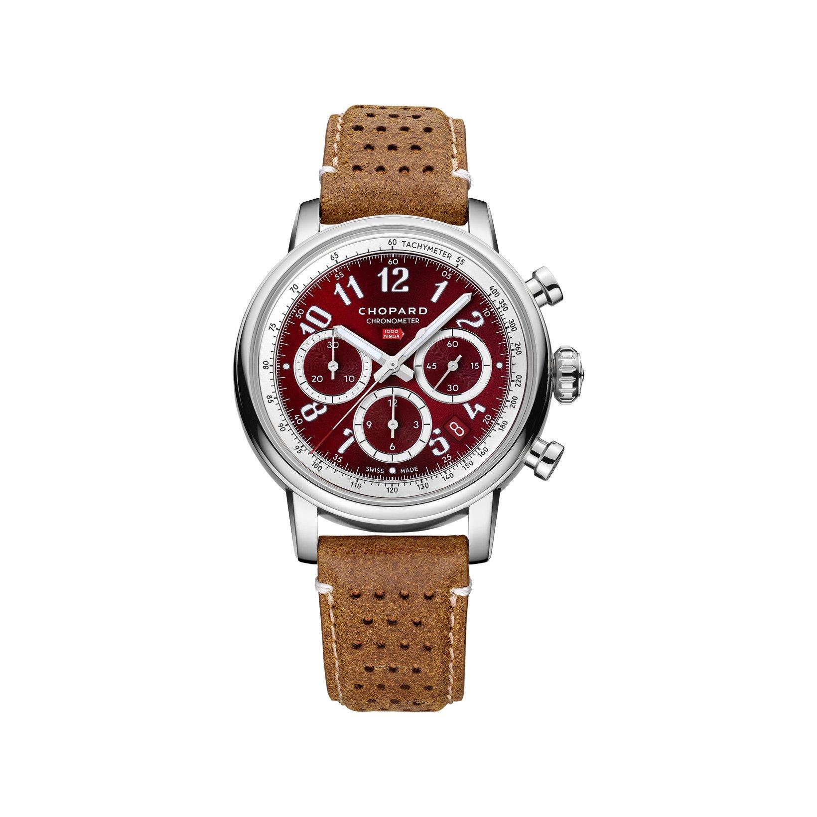Chopard Mille Miglia Classic Racing Automatic 40.5 mm Stainless Steel Watch  Claret Galvanic Dial   Calf Skin Leather Strap