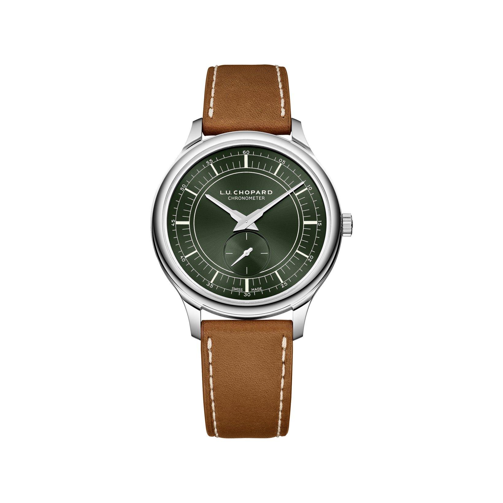 Chopard L.U.C Automatic 40 mm Stainless Steel Watch  Green Dial   Calf Skin Leather Strap