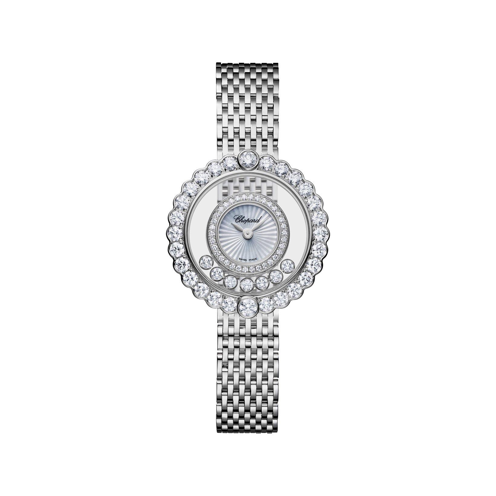 Chopard Happy Diamonds Quartz 30.3 mm White Gold Watch  White Dial  White Gold Bracelet Calf Skin Leather Strap