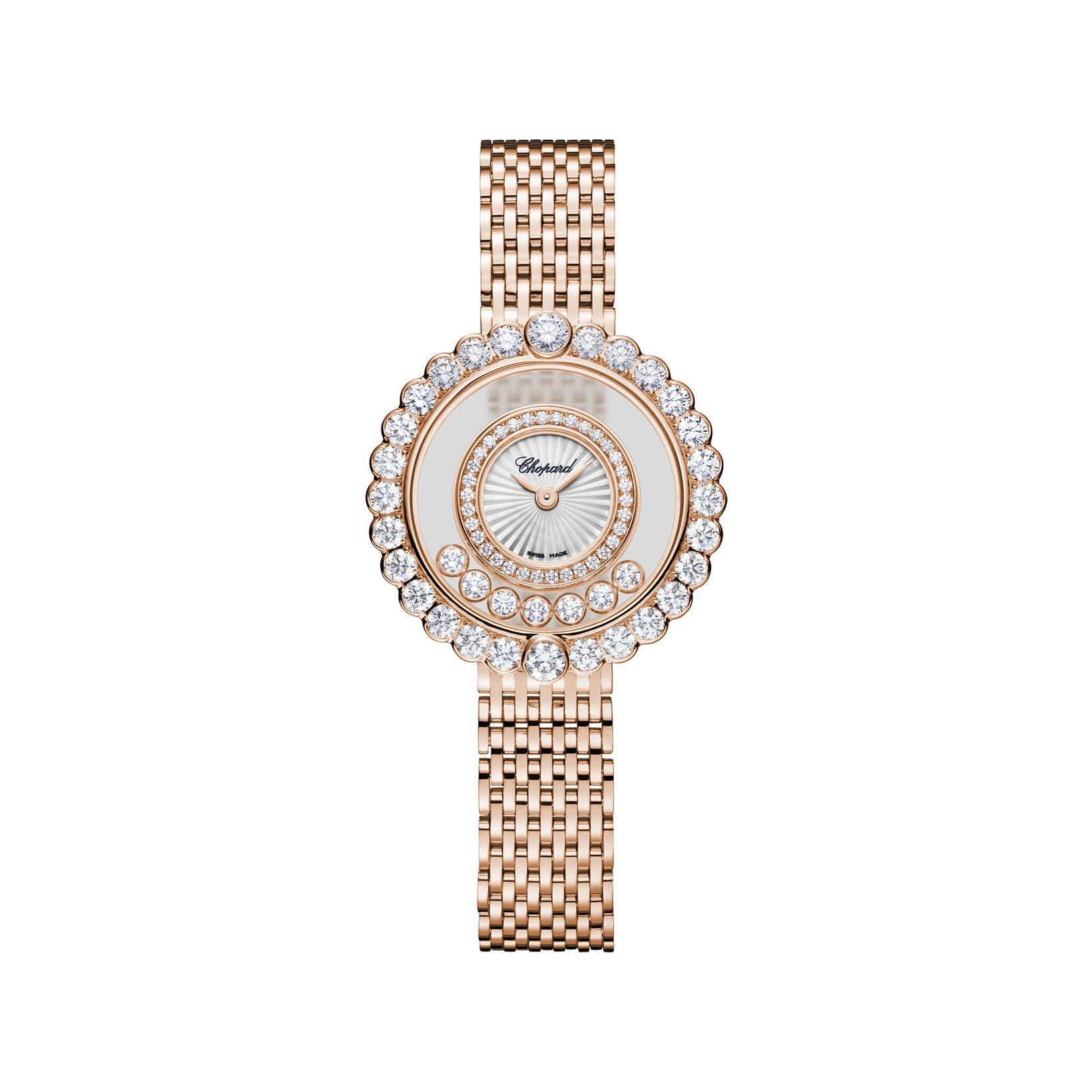 Chopard Happy Diamonds Quartz 30.3 mm Rose Gold Watch  White Dial  Rose Gold Bracelet Alligator Leather Strap