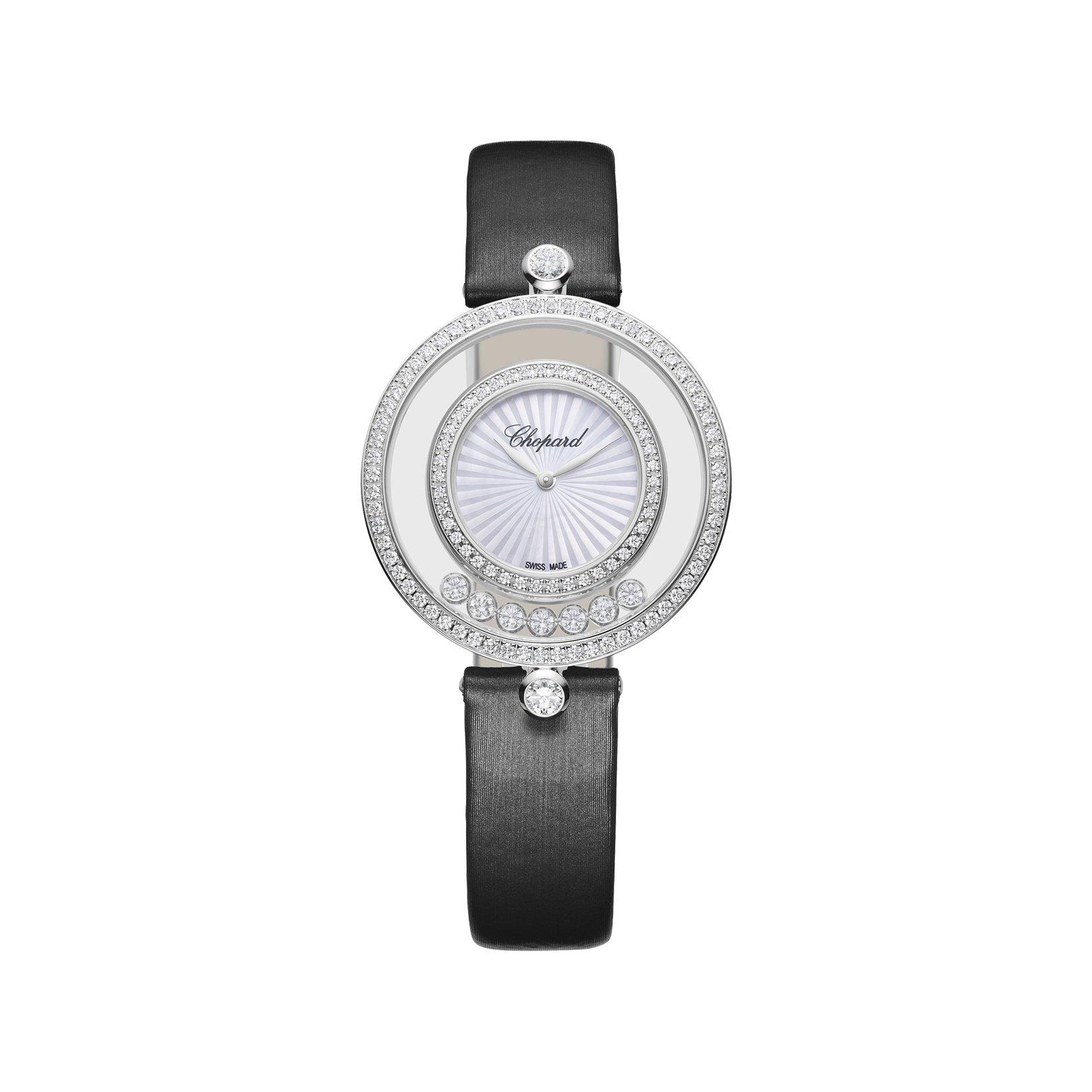Chopard Happy Diamonds Quartz 32 mm White Gold Watch  White Dial   Alligator Leather Strap