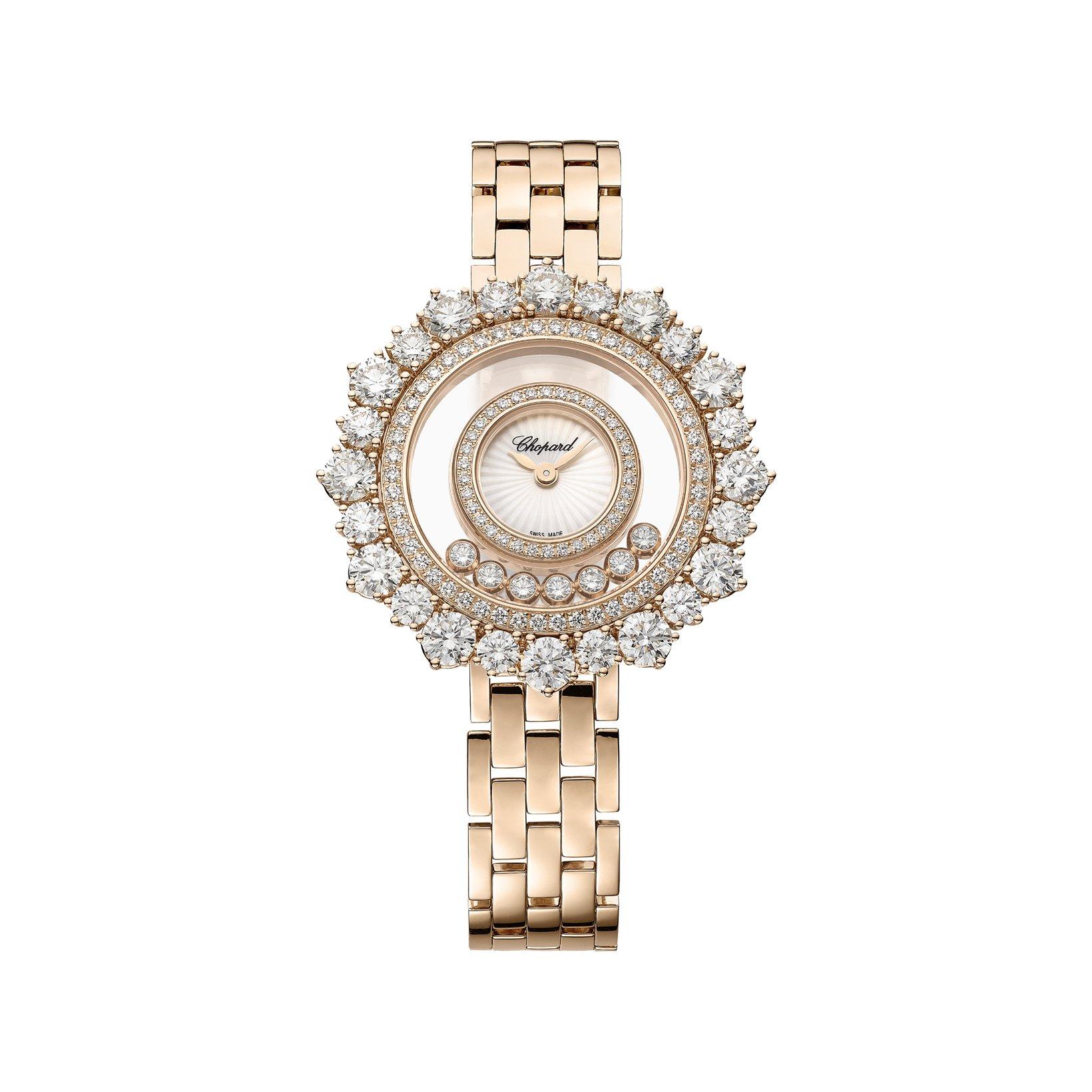 Chopard Happy Diamonds Quartz 36.3 mm Rose Gold Watch  White Dial  Rose Gold Bracelet