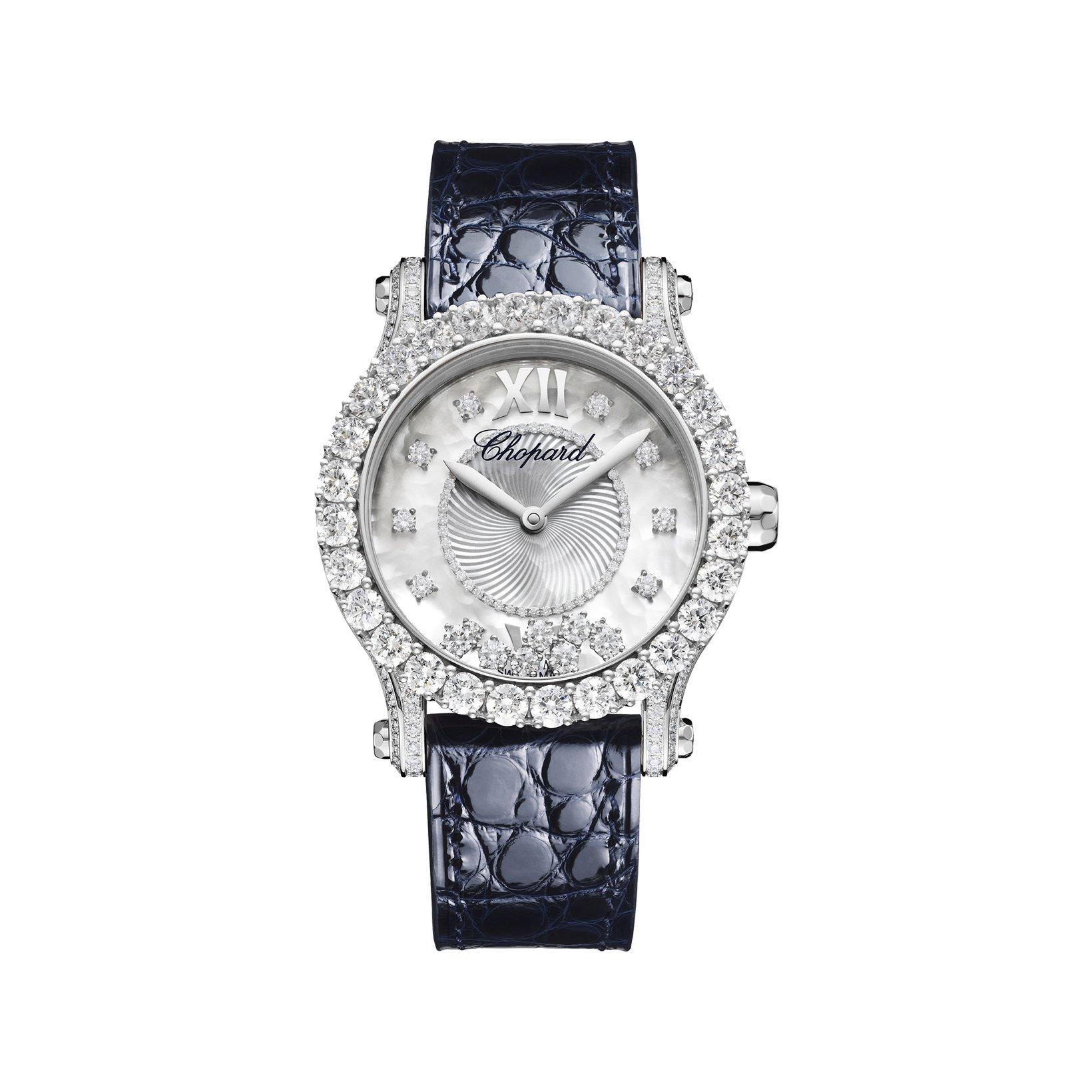 Chopard Happy Sport Automatic 36 mm White Gold Watch  White Dial   Alligator Leather Strap