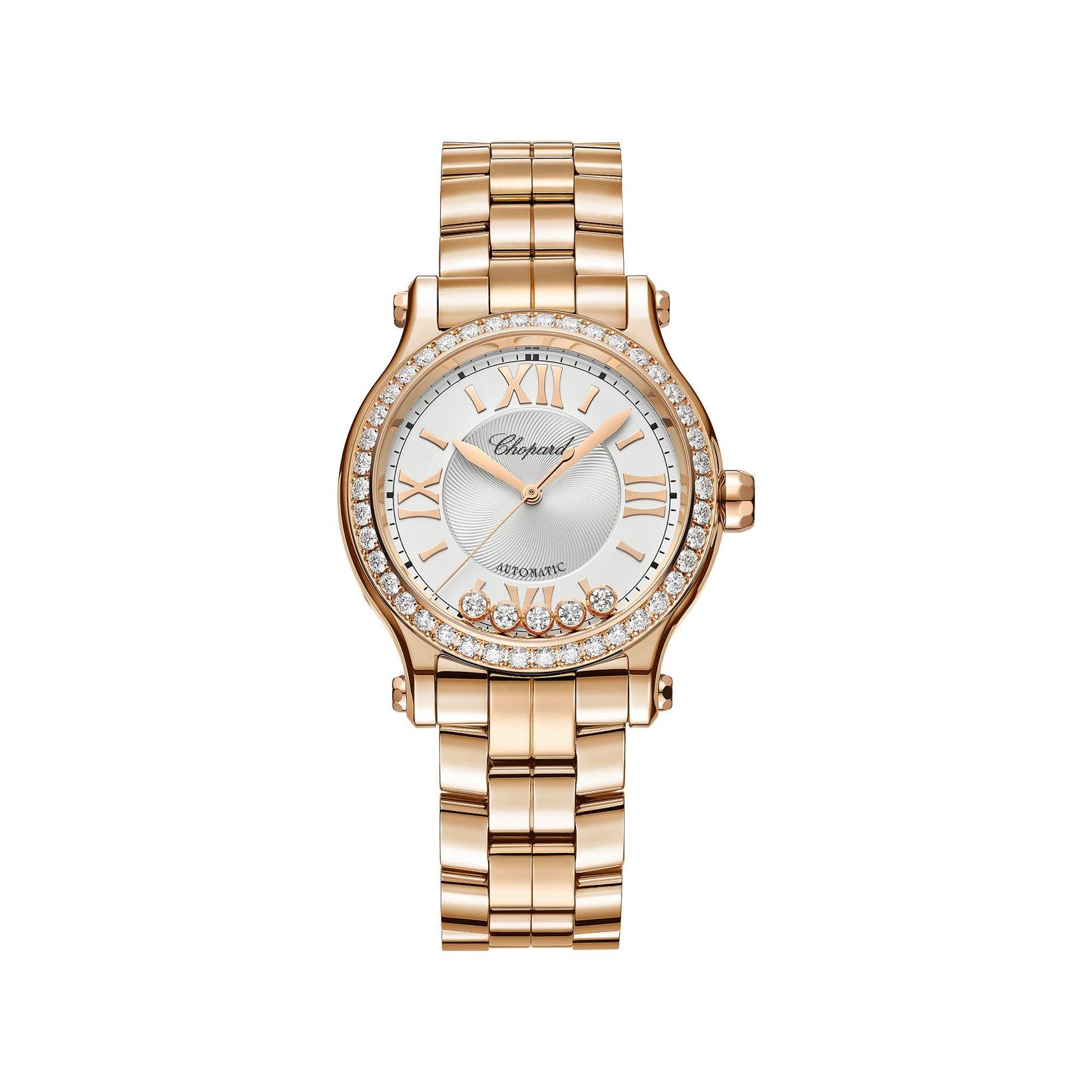Chopard Happy Sport Automatic 33 mm Rose Gold Watch  Silver Dial  Rose Gold Bracelet