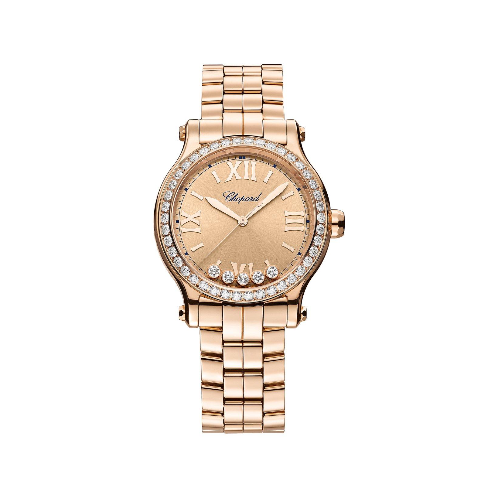 Chopard Happy Sport Automatic 33 mm Rose Gold Watch  Golden Dial  Rose Gold Bracelet