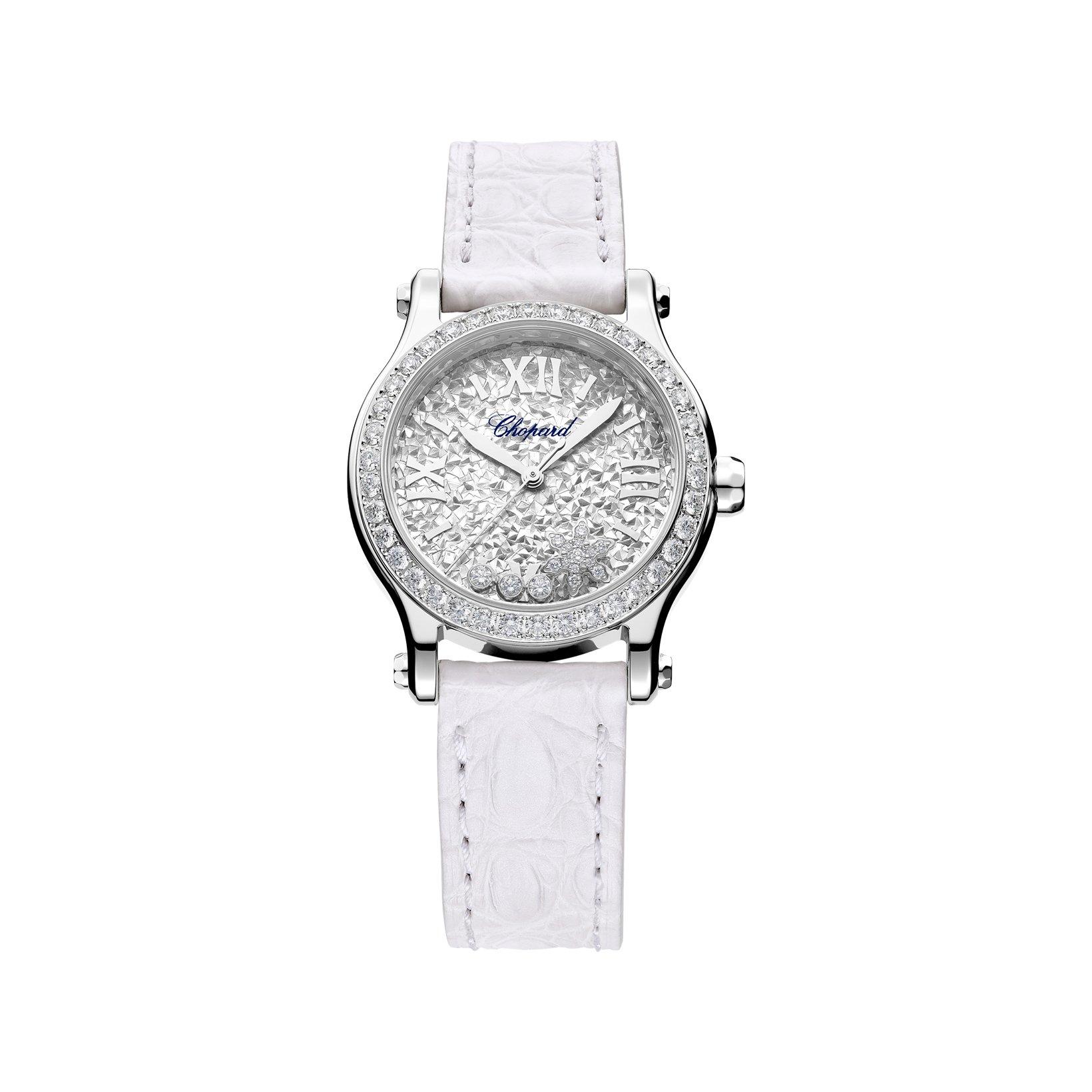 Chopard Happy Sport Automatic 30 mm Stainless Steel Watch  Silver Dial   Alligator Leather Strap