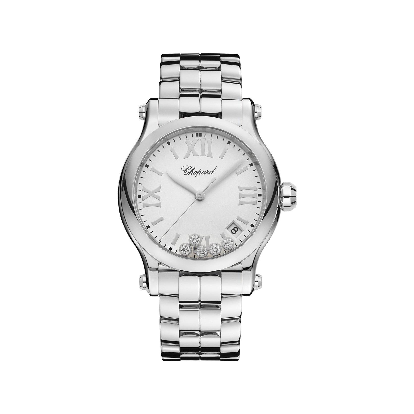 Chopard Happy Sport Quartz 36 mm Stainless Steel Watch  White Matt Dial  Stainless Steel Bracelet
