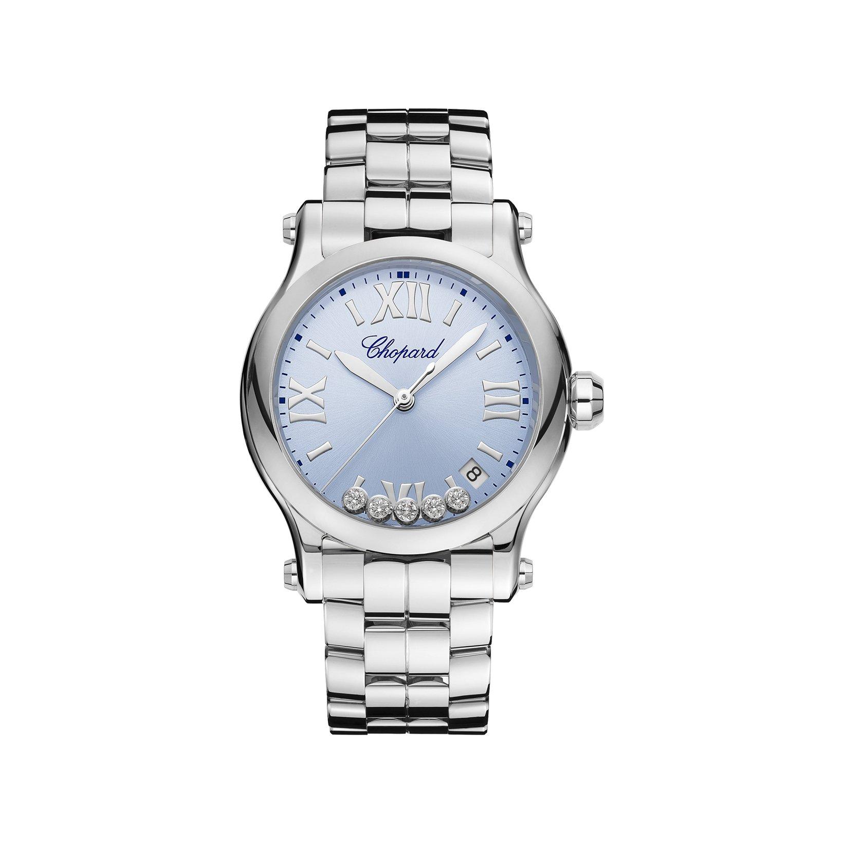 Chopard Happy Sport Quartz 36 mm Stainless Steel Watch  Blue Dial  Stainless Steel Bracelet